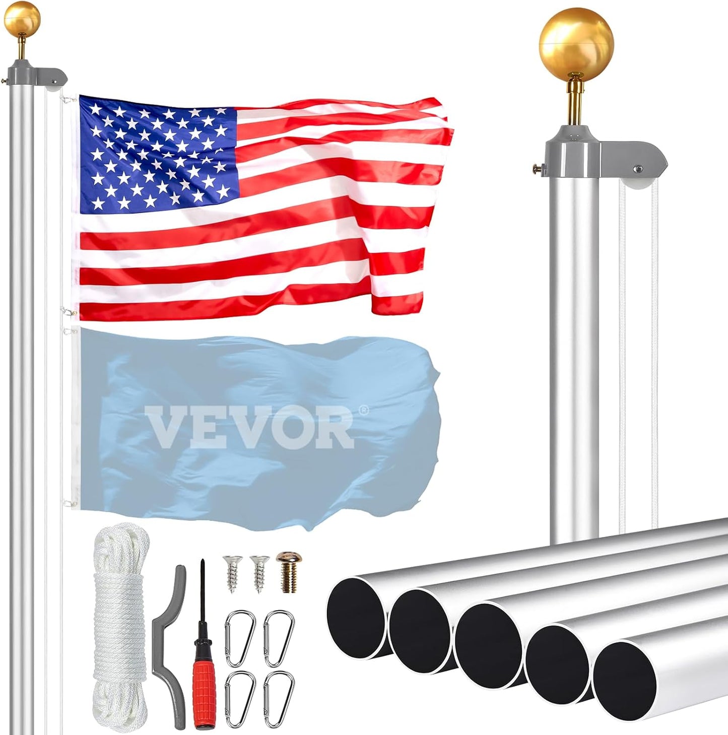 VEVOR 25ft Sectional Flagpole Kit for Outdoor Display Needs