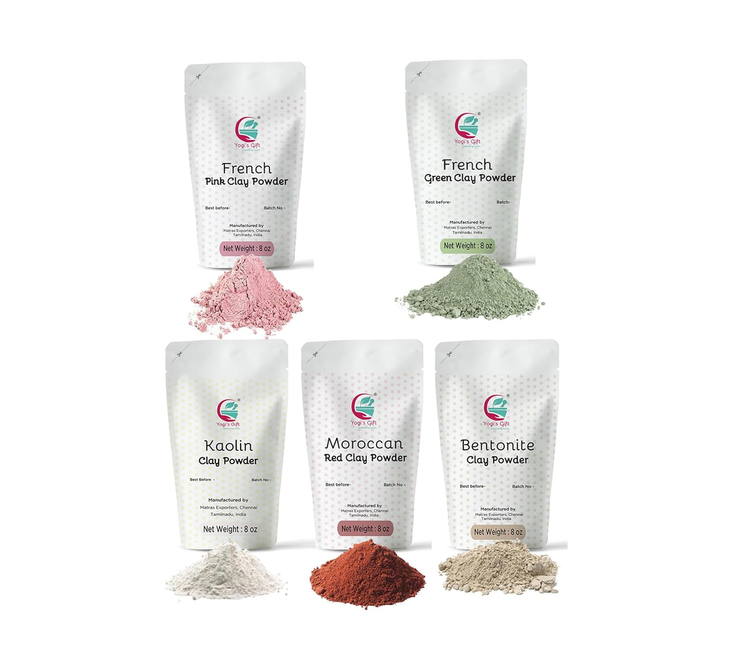Pack of 5 Clays for Mask Making & Soap Making - DIY Variety