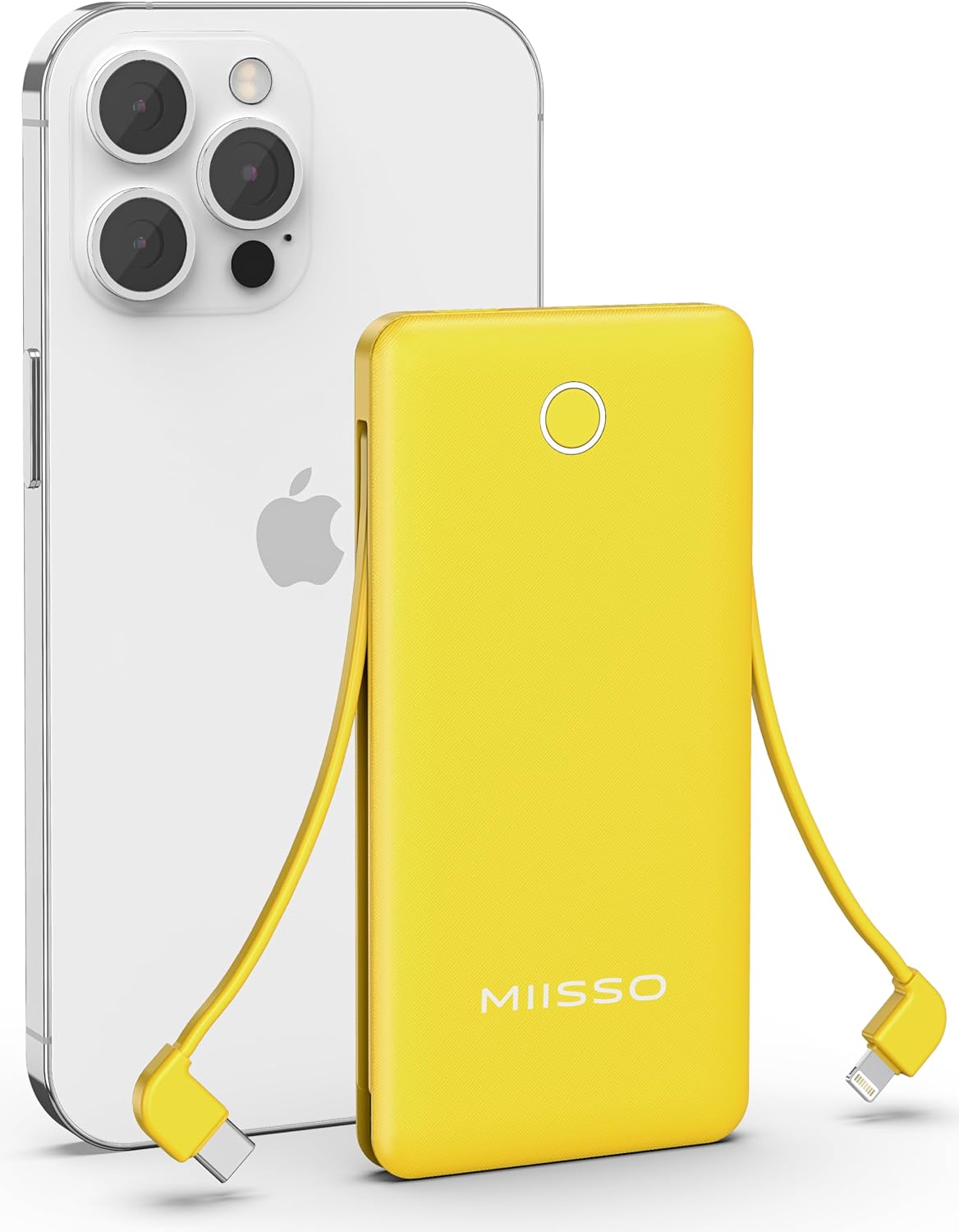 miisso 10000mAh Slim Portable Charger with Built-in Cable - Fast Charging Power Bank
