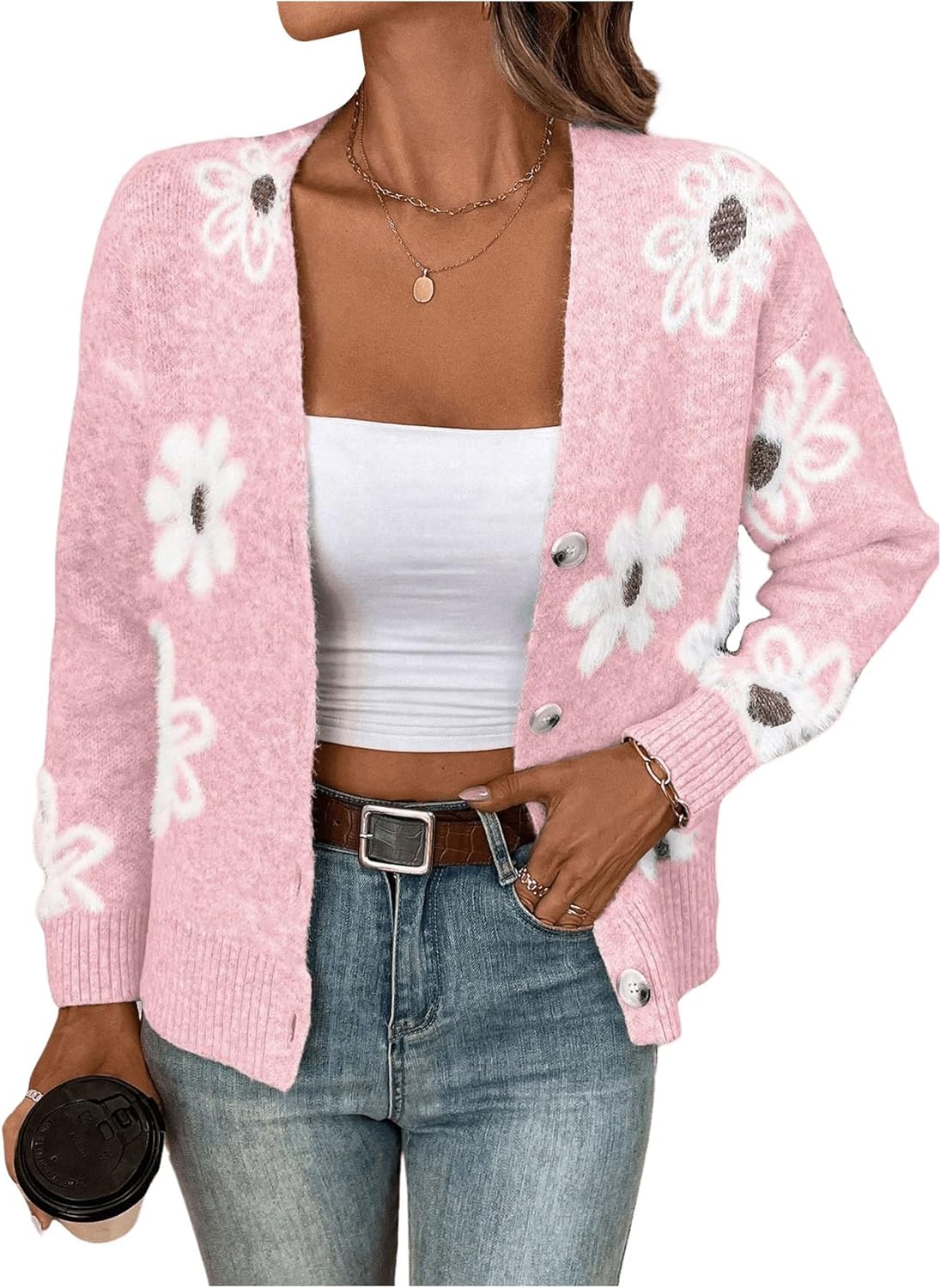 Floral Print Button Down Cardigan for Women - Stylish Knit Wear