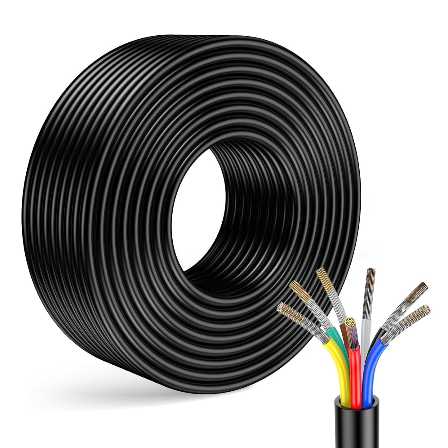 7 Way Trailer Wire 25FT Heavy Duty 14 Gauge Wiring Harness Kit