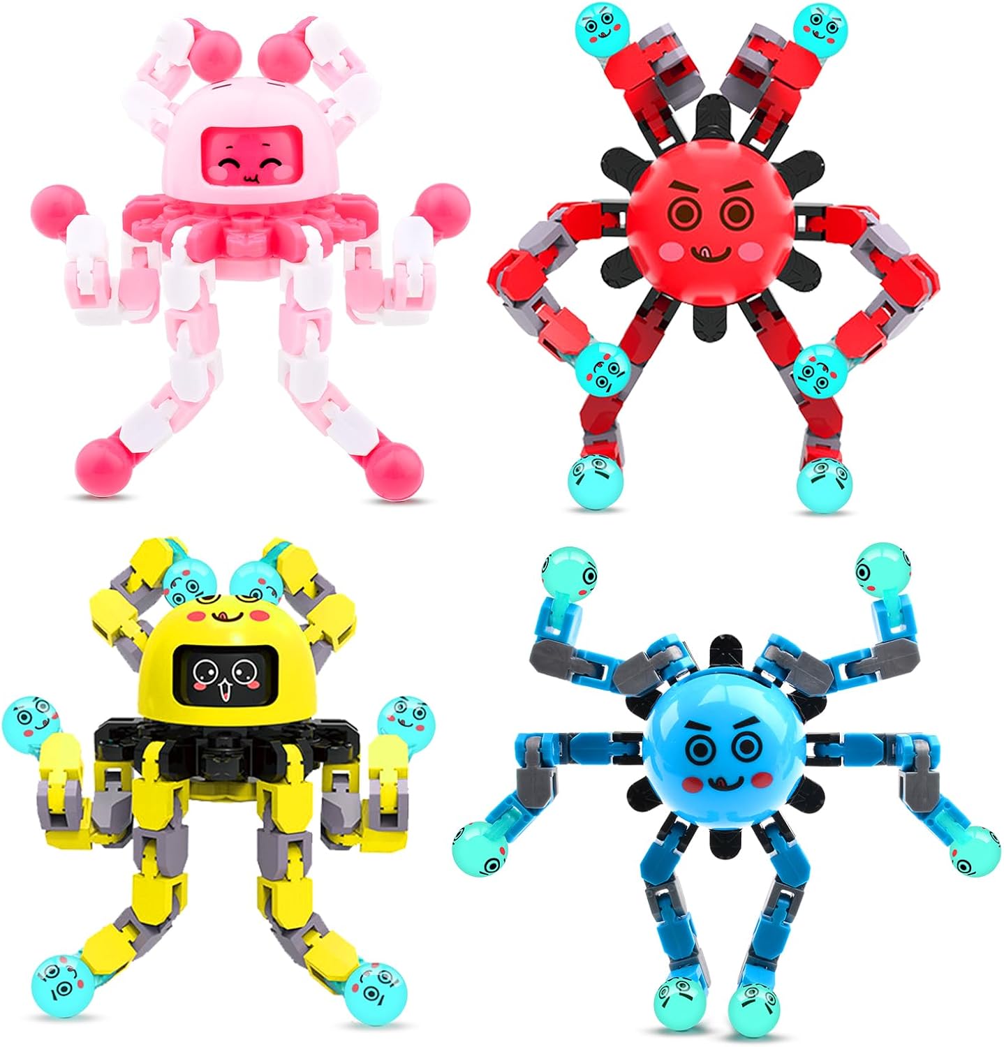 4PCS Transformable Fidget Spinners - Anxiety Relief & Sensory Fun!