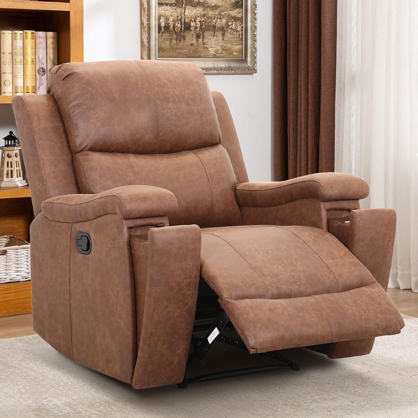 CANMOV Classic Leather Recliner - Overstuffed Comfort
