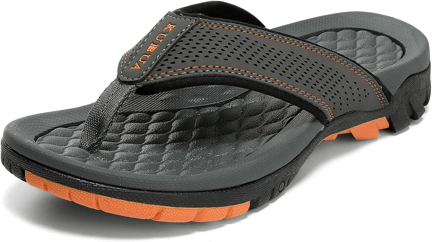 KUBUA Men's Beach Flip-Flops for Comfort and Support Outdoors