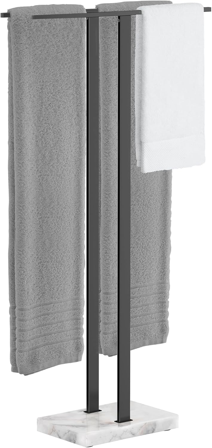 KES Standing Towel Rack with Marble Base for Bathroom Use