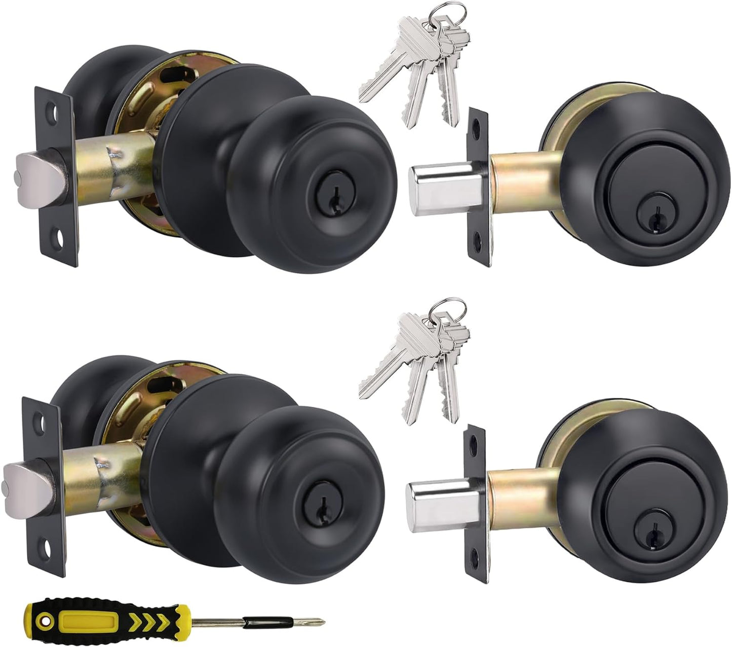 All Keyed Alike Entry Door Knobs and Deadbolt Lock Set