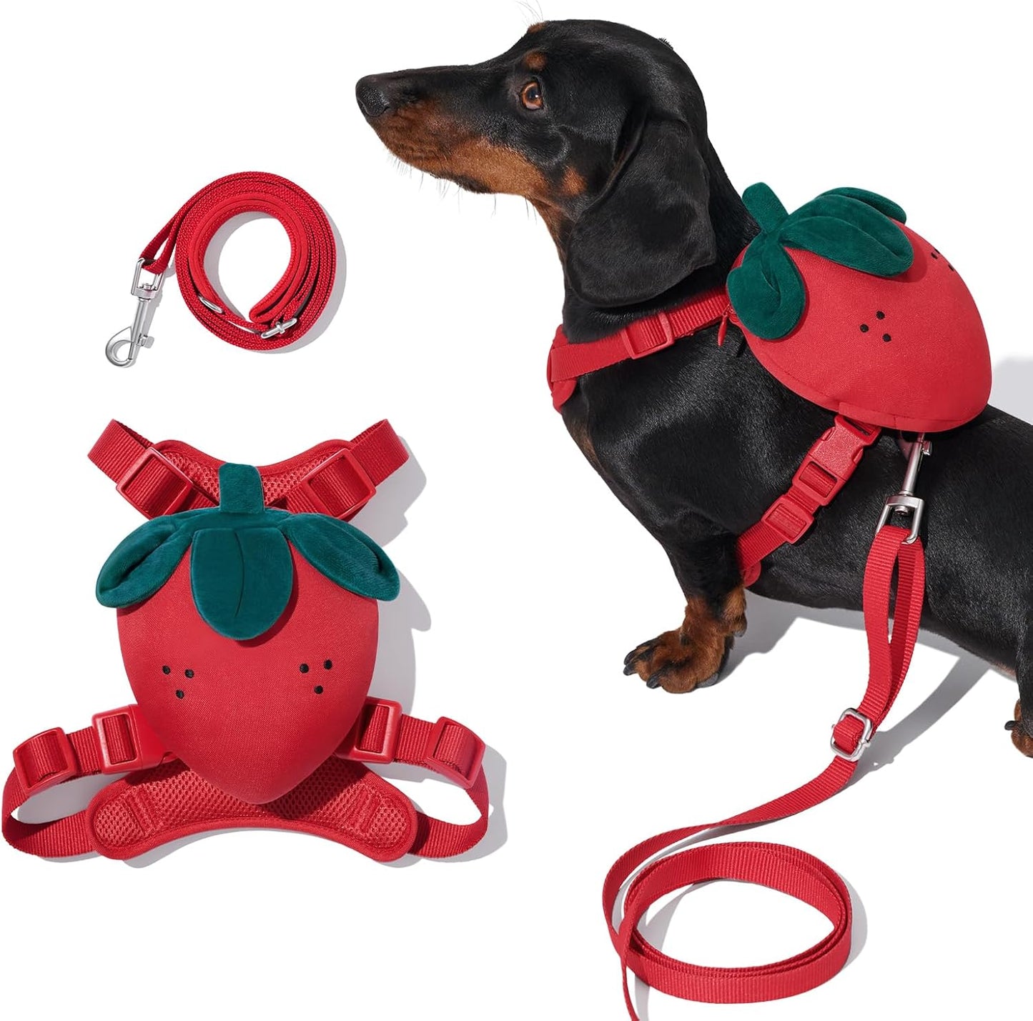 VETRESKA Strawberry Dog Harness and Leash Set for Small Pets