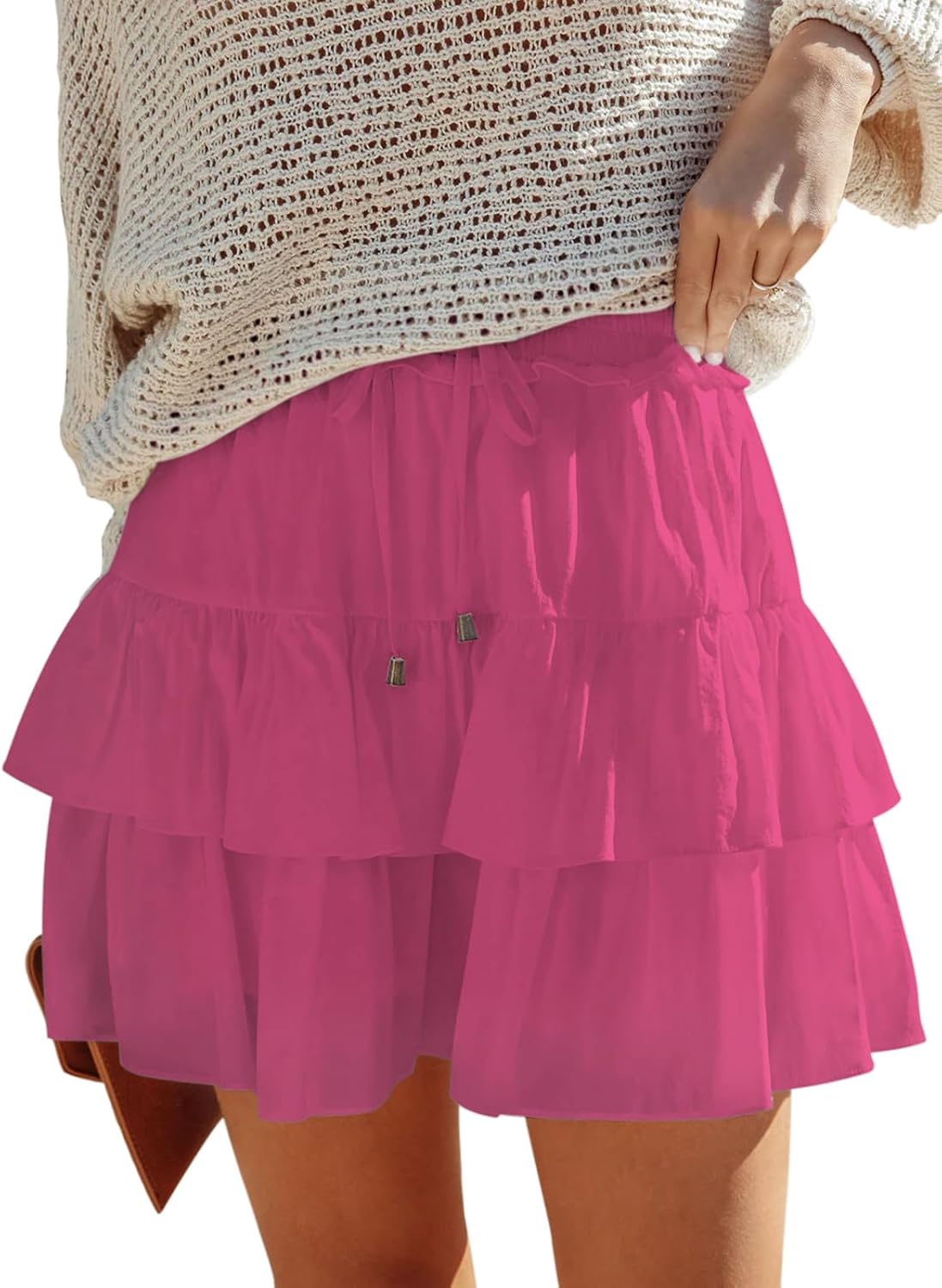 Flowy Shorts for Women Boho Ruffled Tiered Skorts Casual Wear