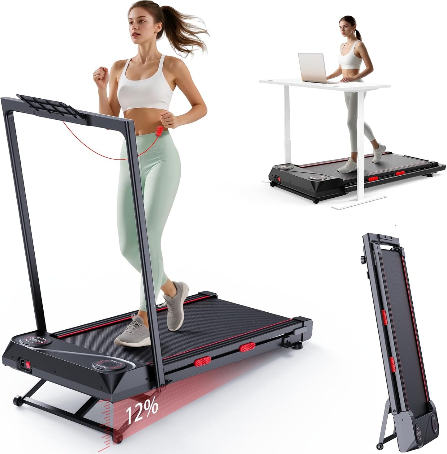 Jogwell Walking Pad Treadmill with Auto Incline for Home Use