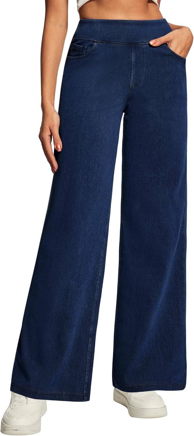 Heathyoga Wide Leg Jeans for Women - High Waist Baggy Denim