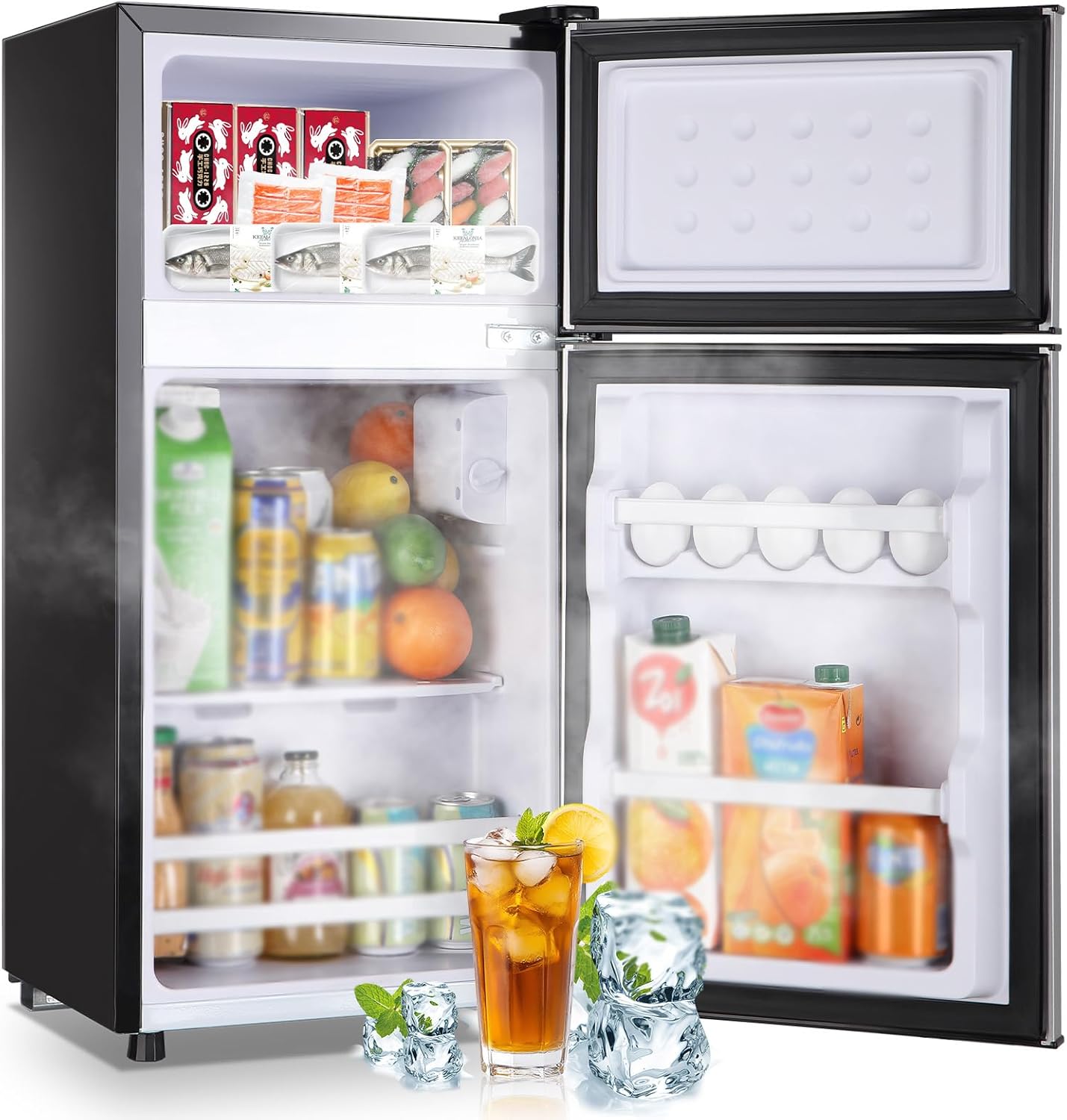 2.4 Cu.ft Mini Fridge with Double Doors for Office & Dorm