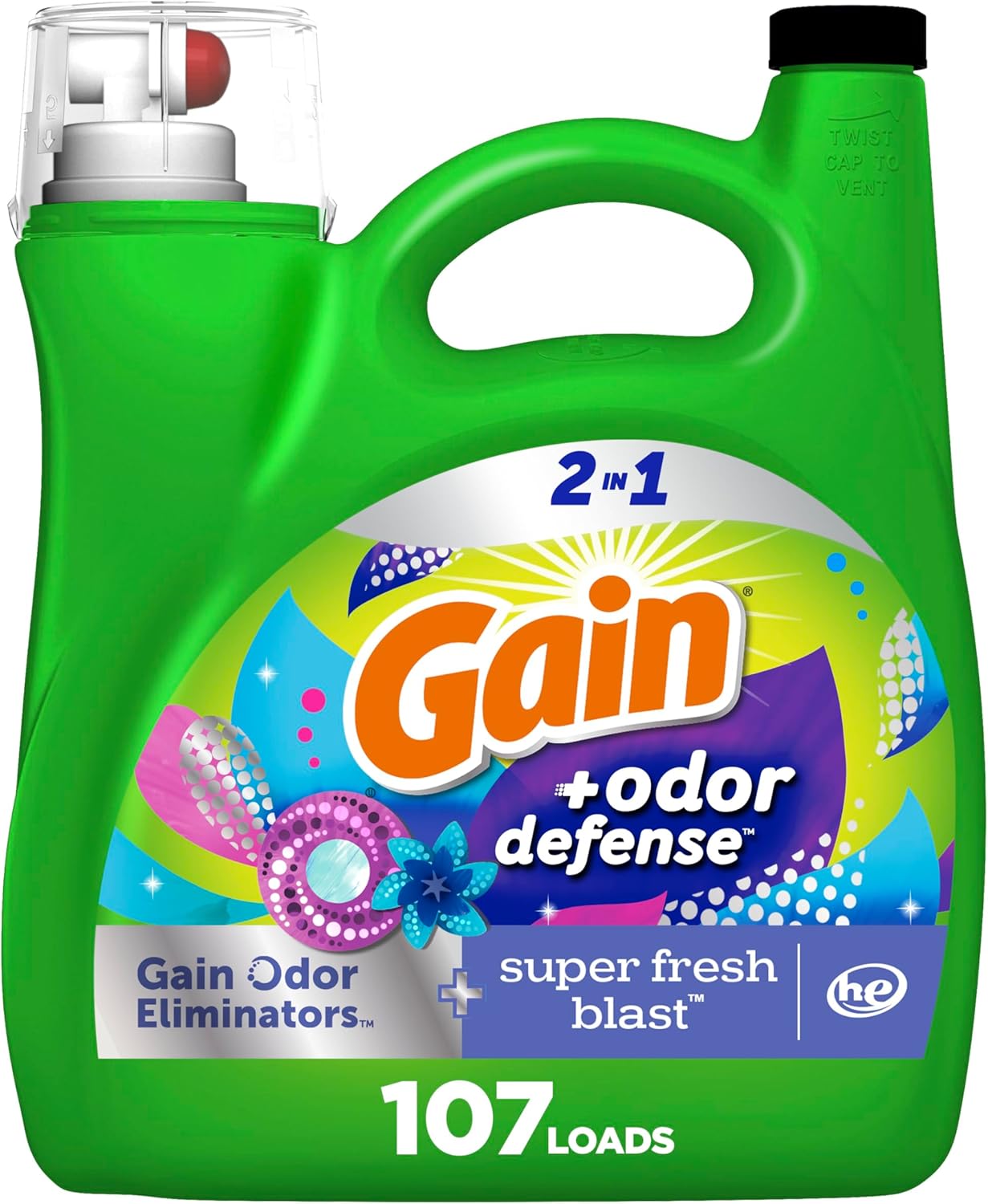Gain Super Fresh Blast Scent Laundry Detergent, 107 Loads, HE Compatible