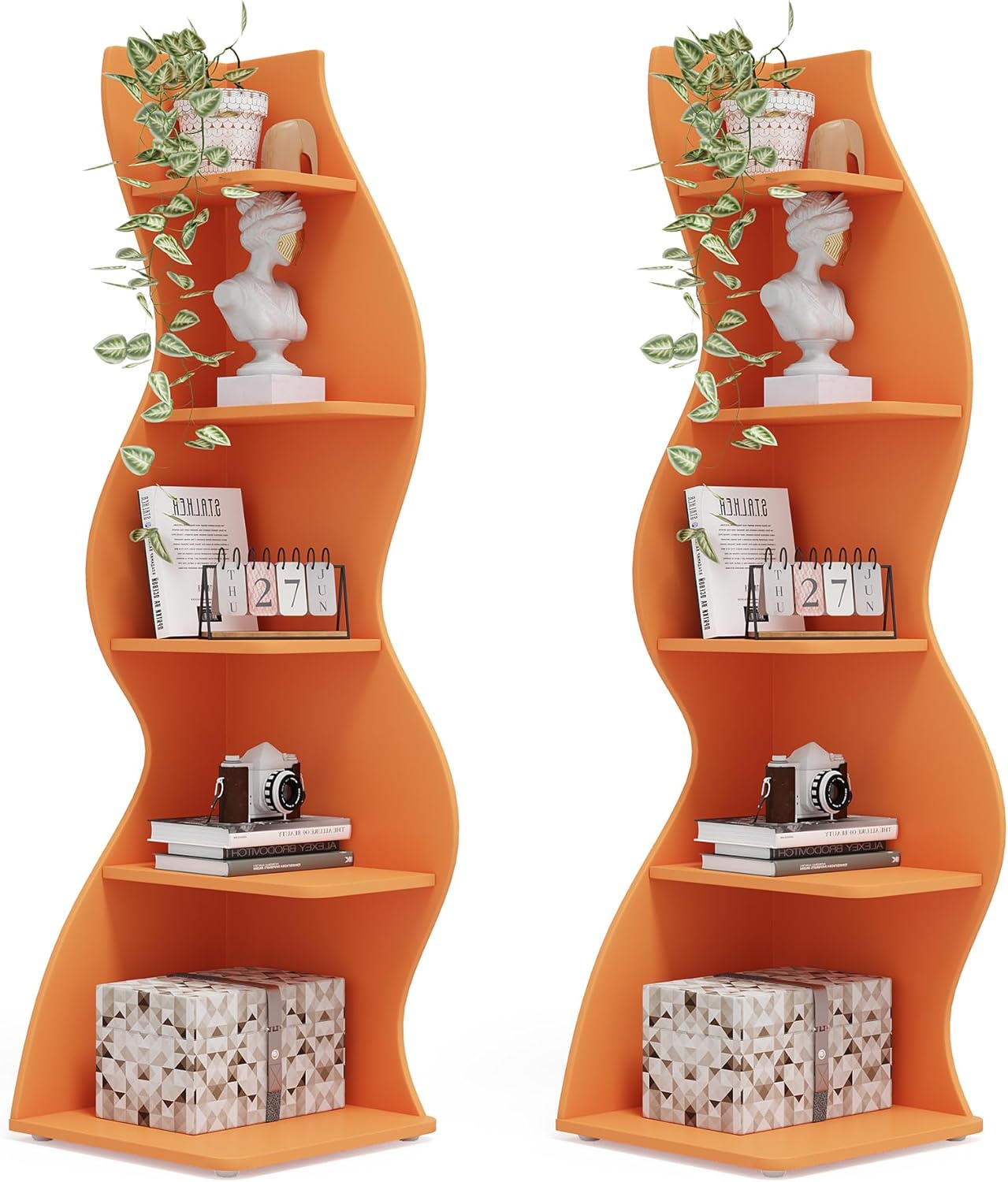 Tribesigns Corner Shelf - Modern 5-Tier Wall Bookshelf Rack