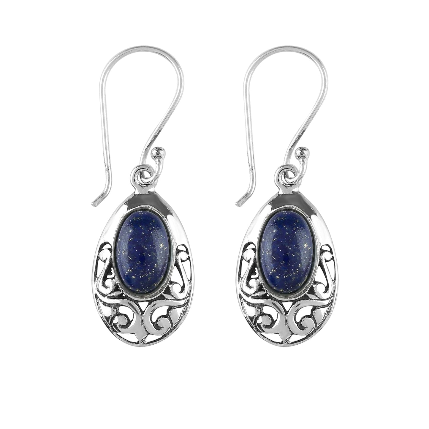 925 Sterling Silver Dainty Earrings with Lapis Lazuli Gemstone