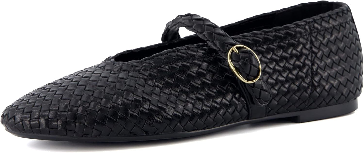 CUSHIONAIRE Women's Bistro Woven Mary Jane Flats for Comfort