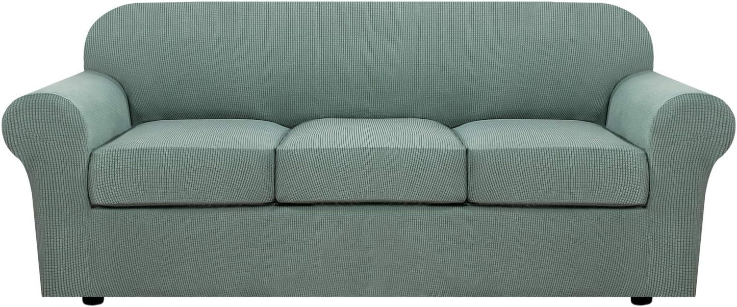 H.VERSAILTEX 4 Piece Stretch Sofa Covers for 3 Cushion Couch
