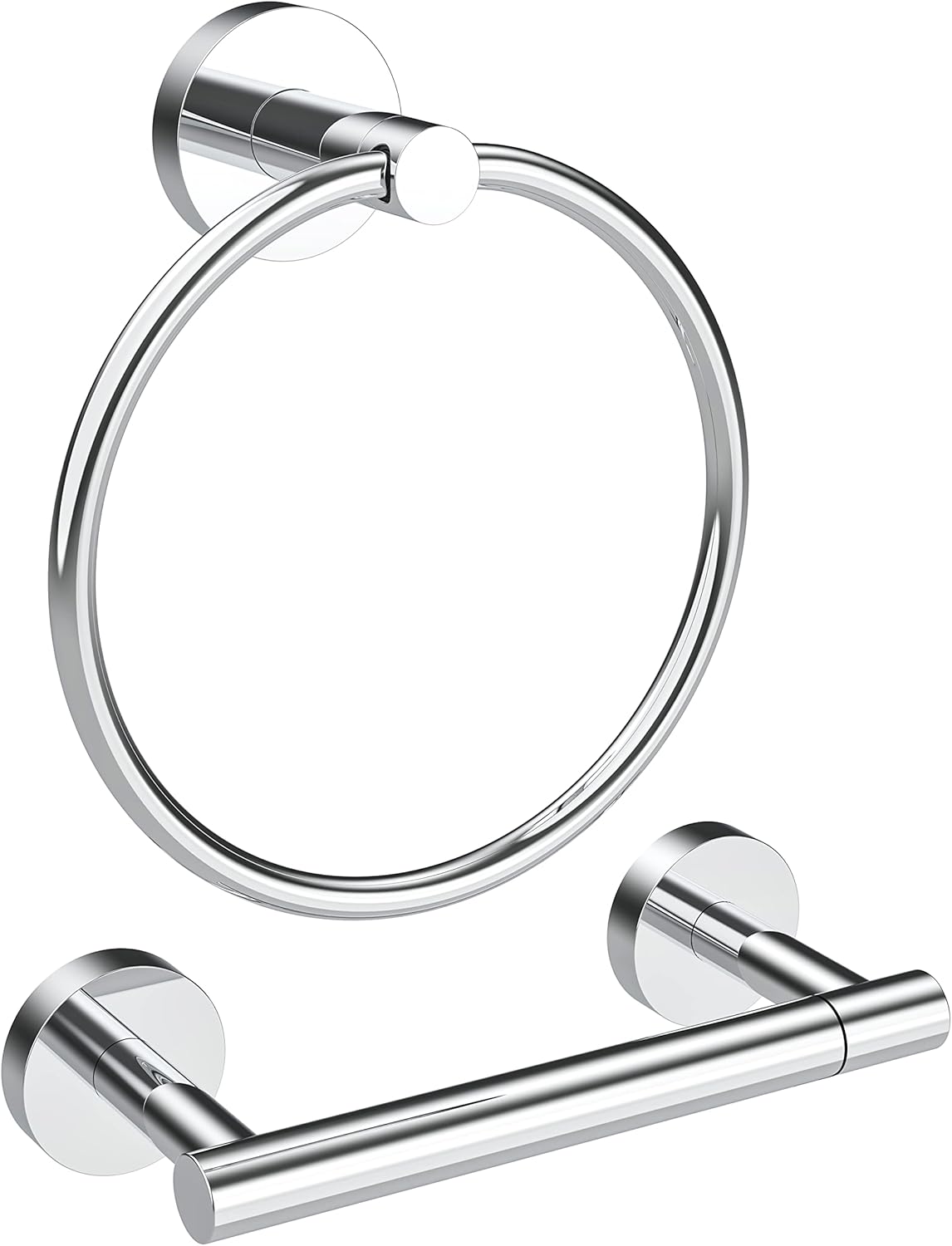Polished Finish Toilet Paper Holder & Towel Ring Set for Bathrooms