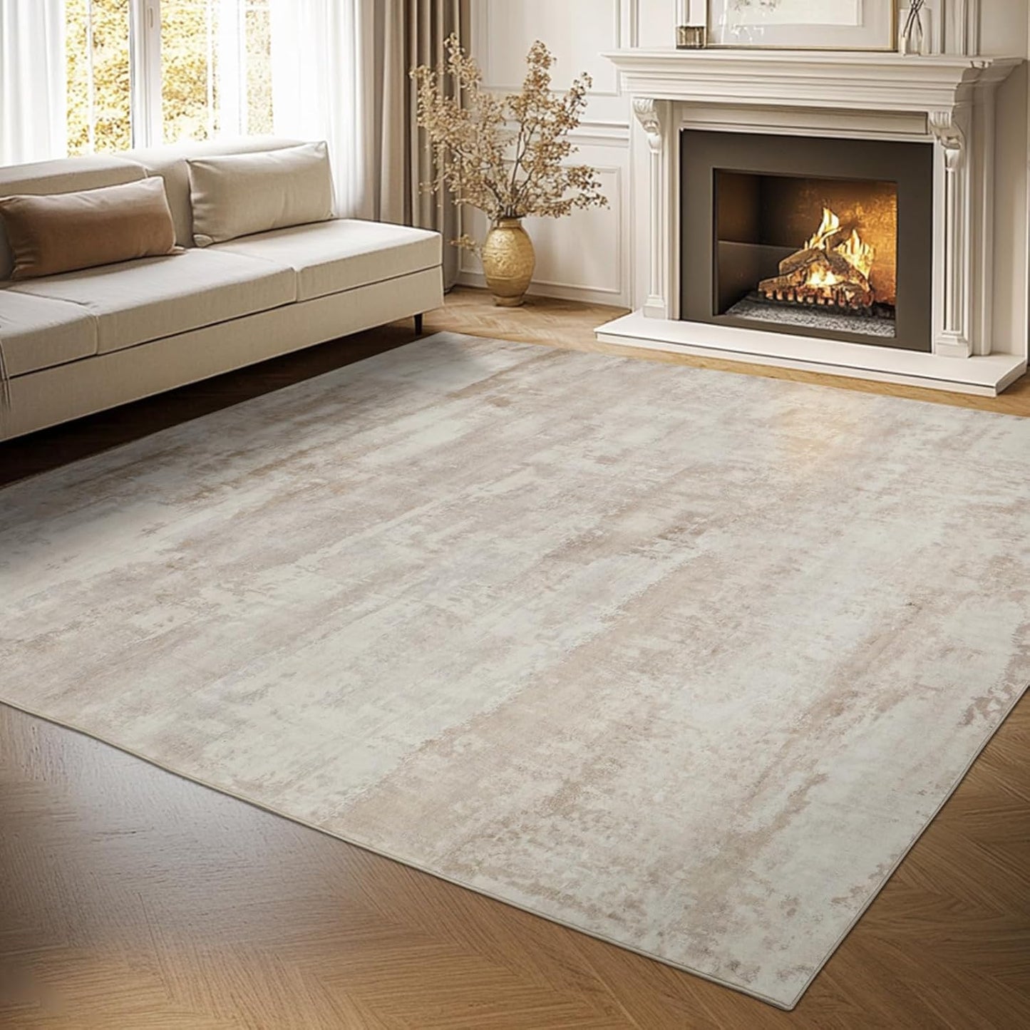 Washable 8x10 Area Rugs for Living Room - Soft Low Pile Carpet