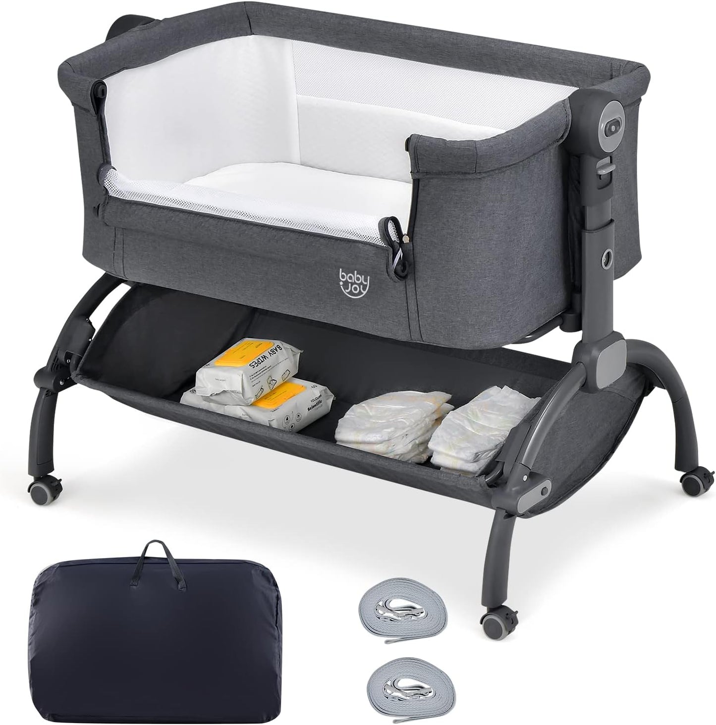 3-in-1 Rocking Bassinet for Newborns with Adjustable Heights