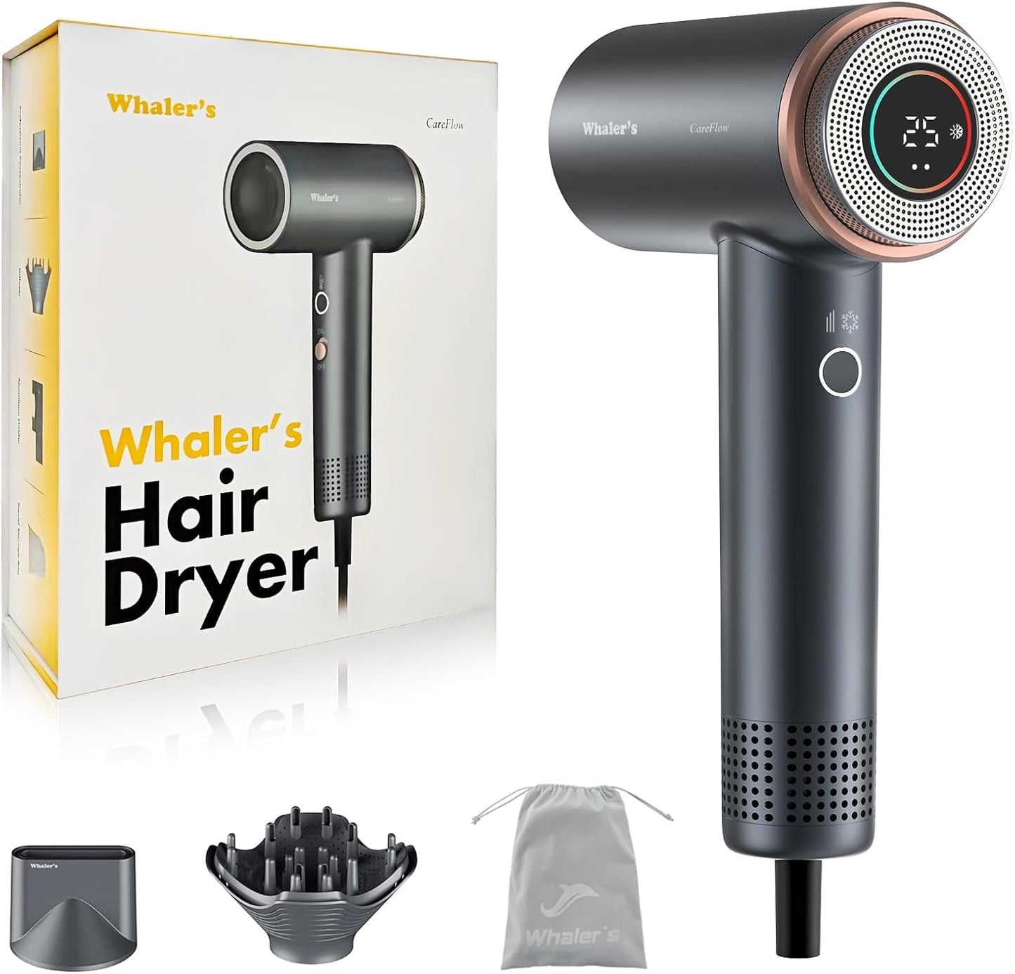 WHALER'S Ionic Hair Dryer: Professional 1400W Power