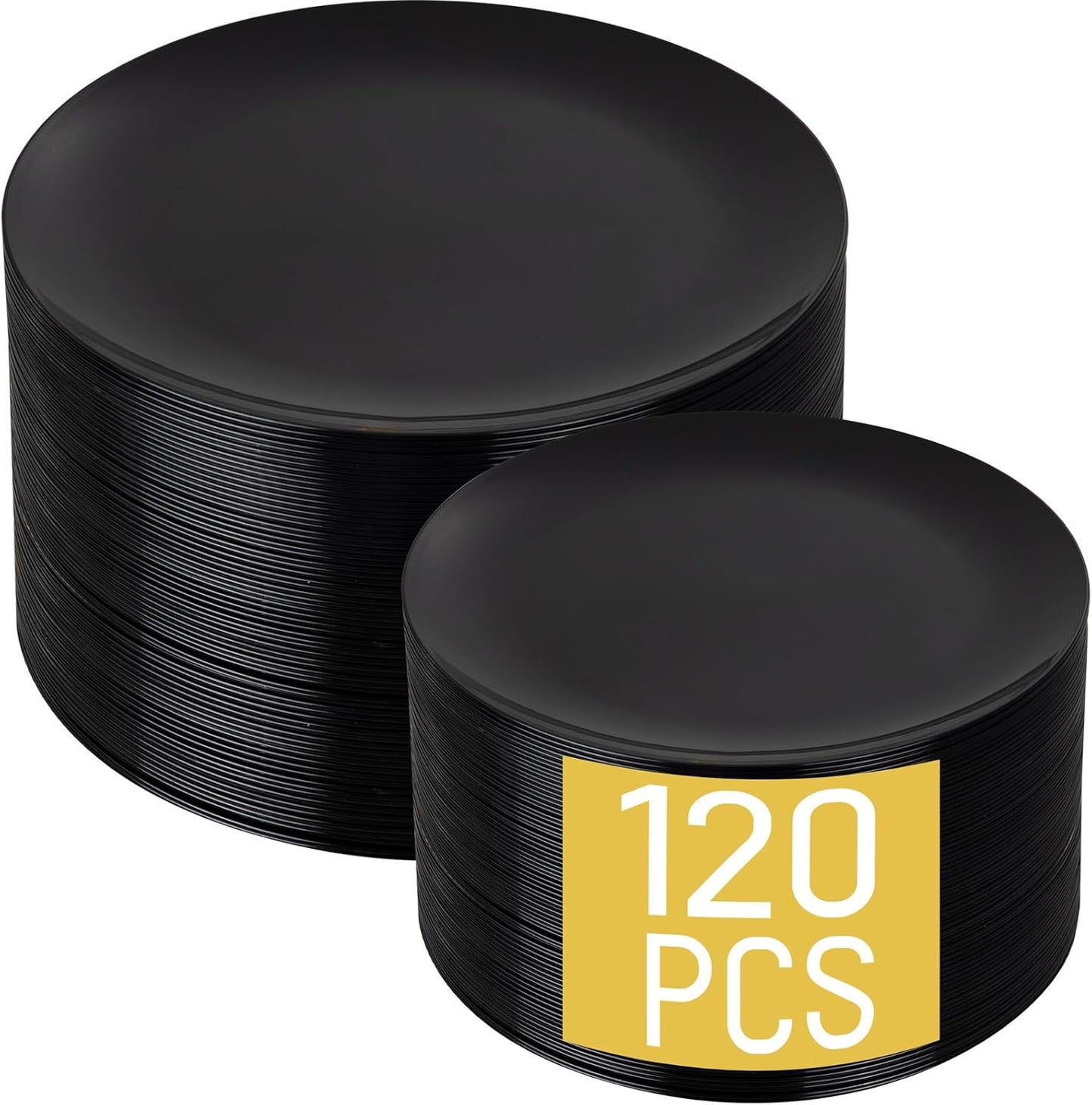 LIYH 120 Pcs Black Plastic Plates for Halloween Parties and Events
