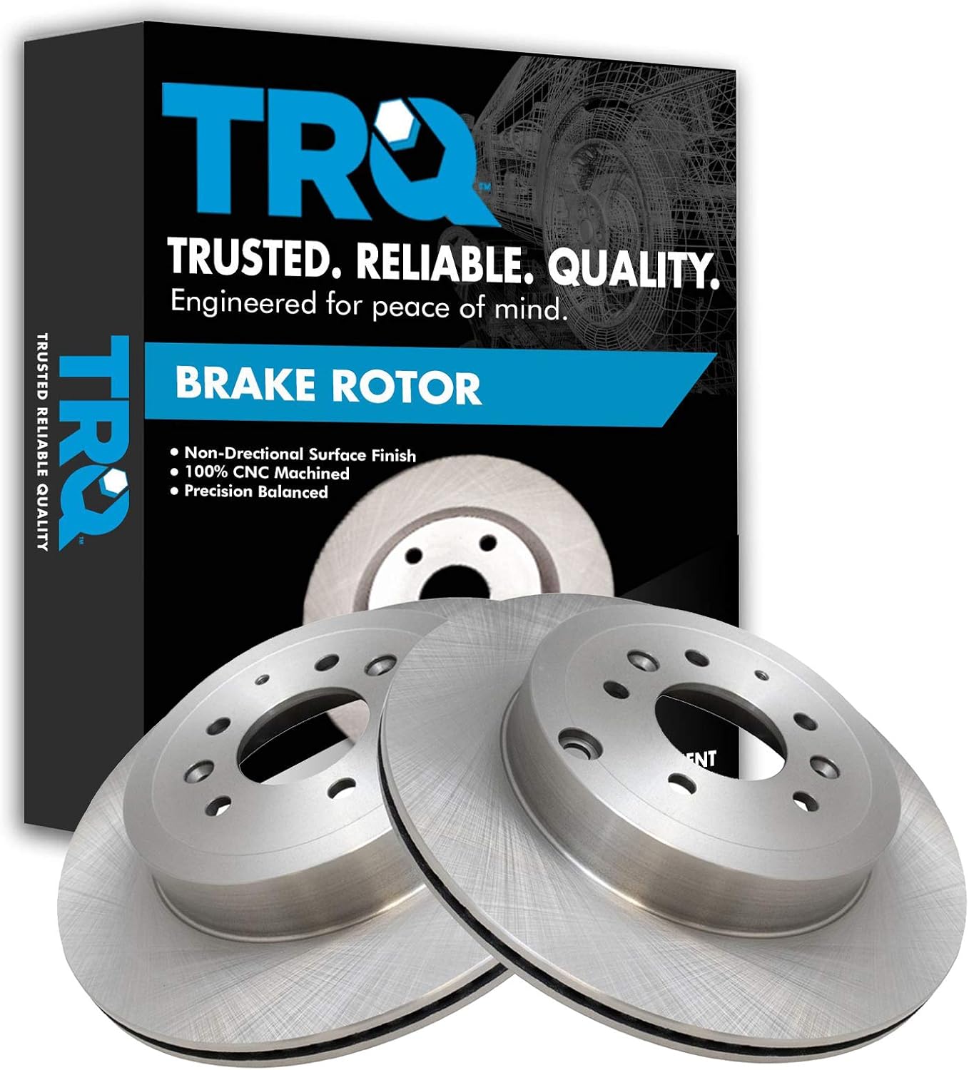 TRQ Rear Brake Rotors Set Vented for 2007-2015 Mazda CX-9