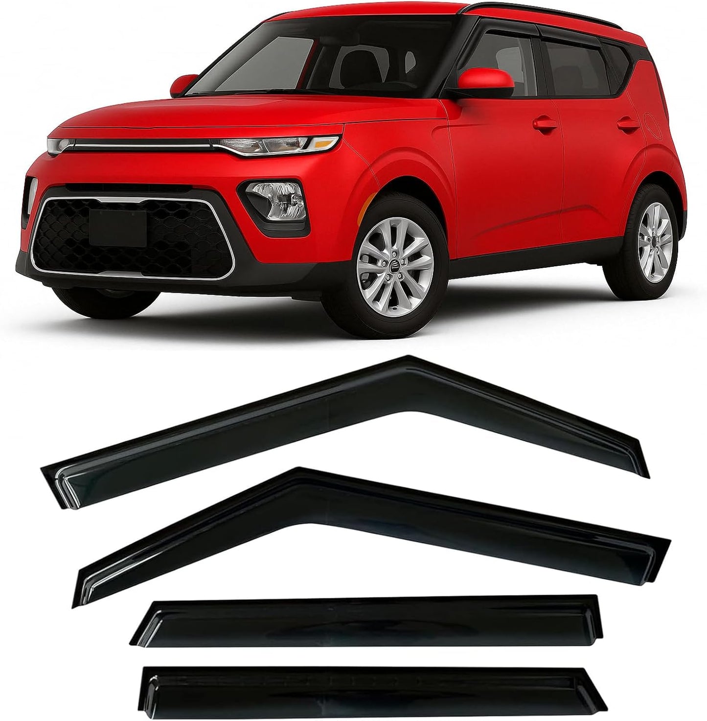Tape-on Rain Guards for Kia Soul 2020-2025 - Durable Visors