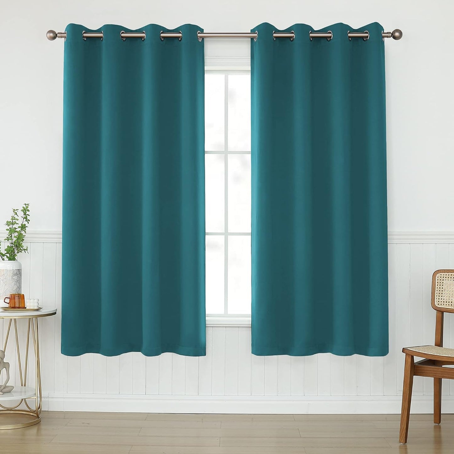 KEQIAOSUOCAI Teal Blackout Curtains - Room Darkening Magic