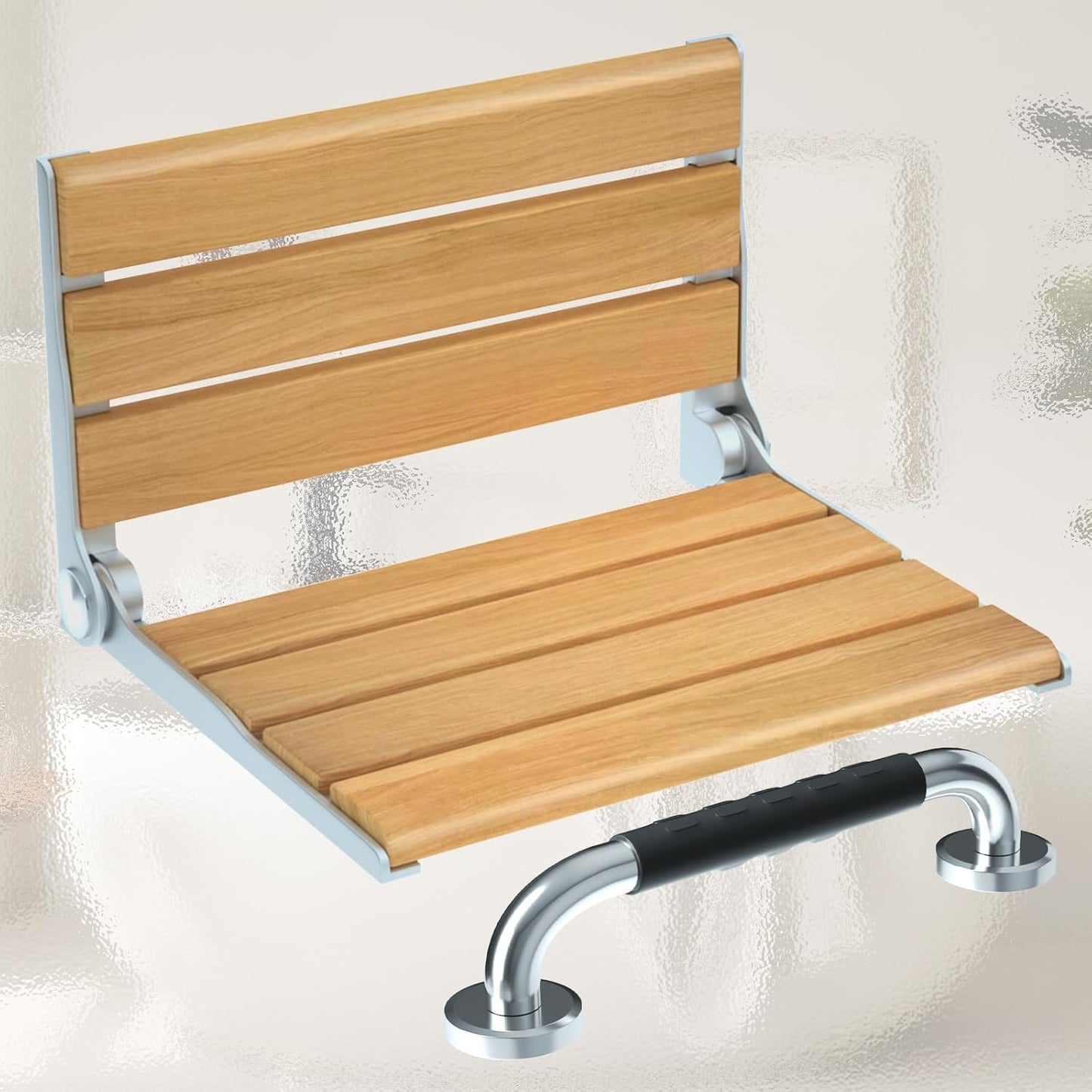 Fold Down Shower Bench with Grab Bar - Supportive & Stylish