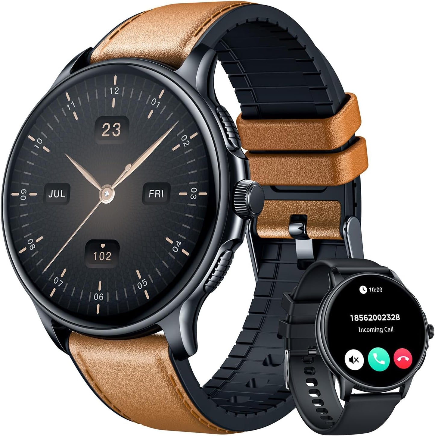 CatShin Brown Smartwatch: Answer Calls, Health Monitor
