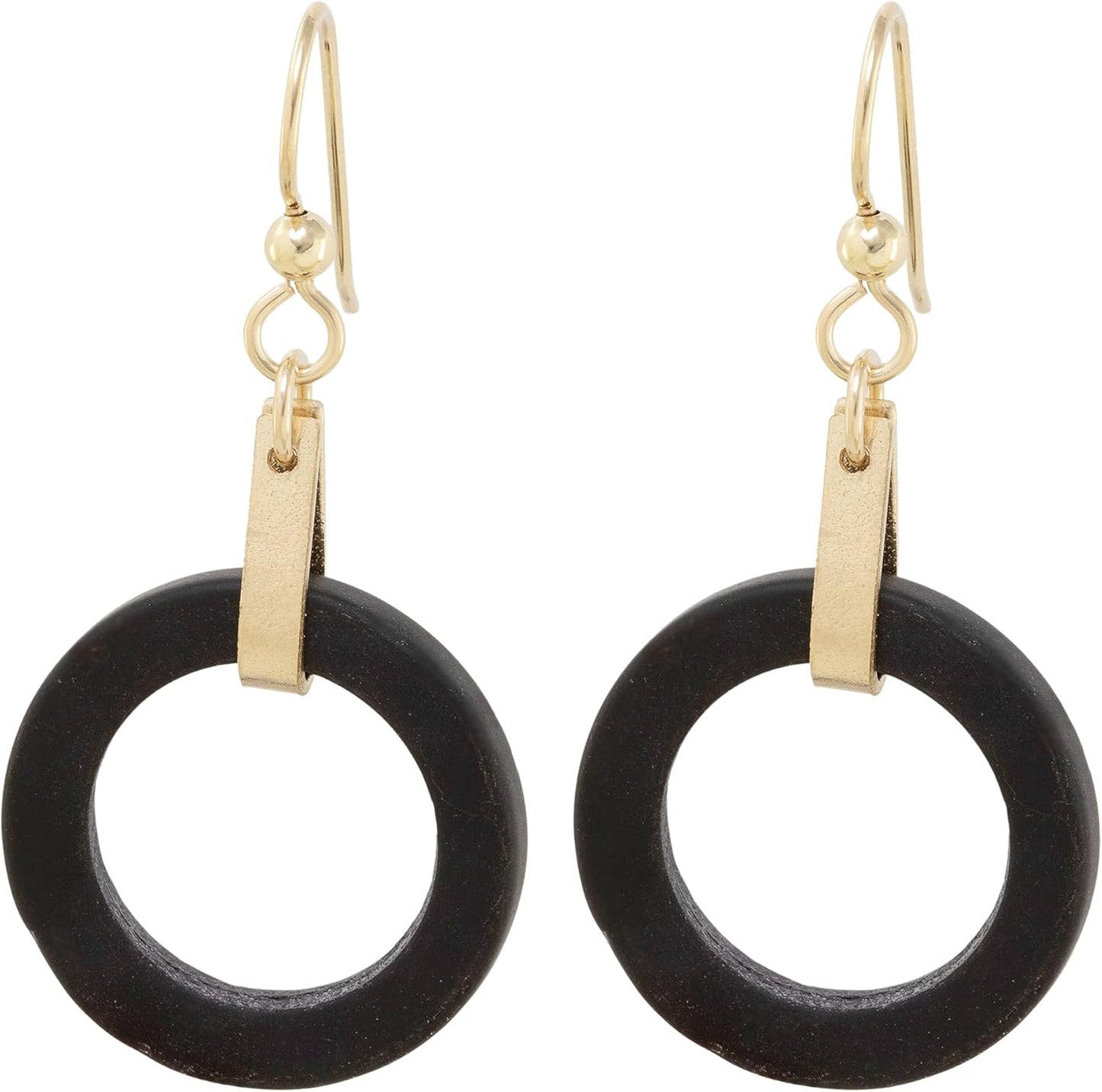 Round Matte Black Recycled Glass Earrings for Unique Style