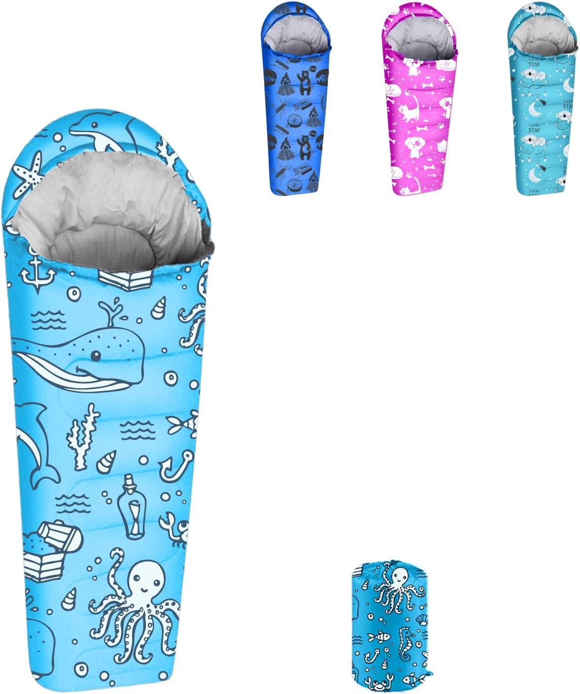 KidzAdventure Mummy Style Kids Sleeping Bag for Camping Fun
