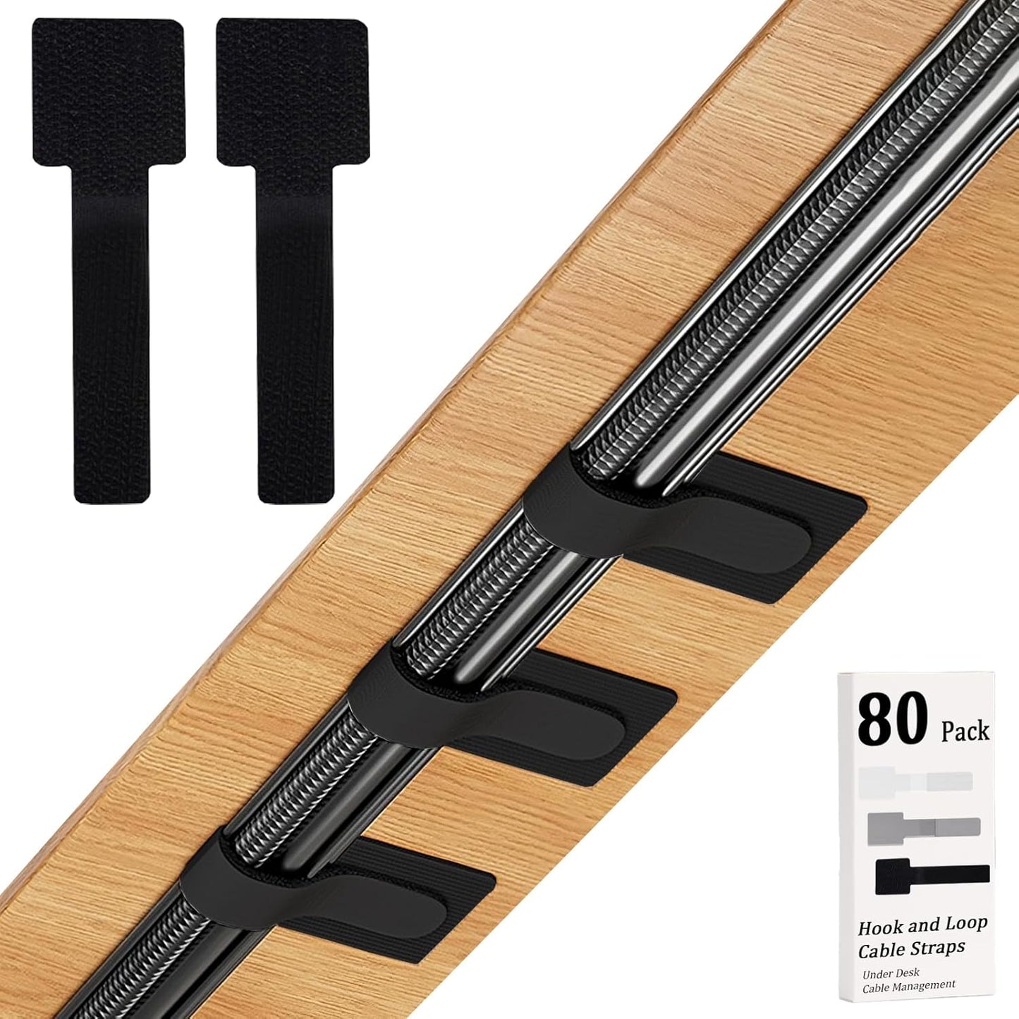 Adjustable Self-Adhesive Cable Straps - 80PCS
