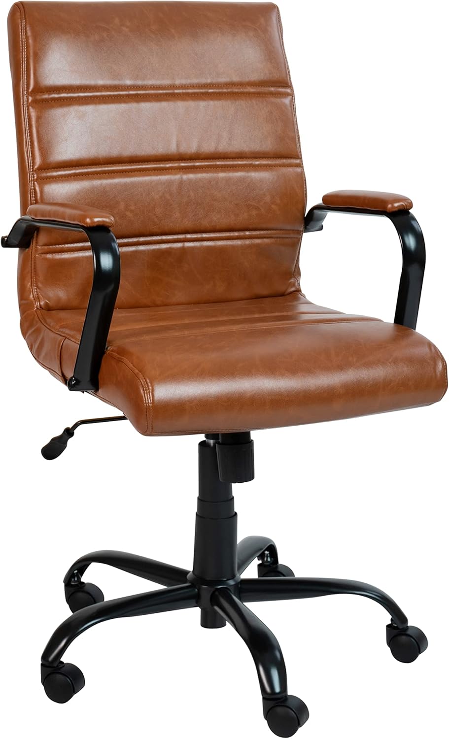 Mid-Back Leather Desk Chair with Adjustable Height and Comfort