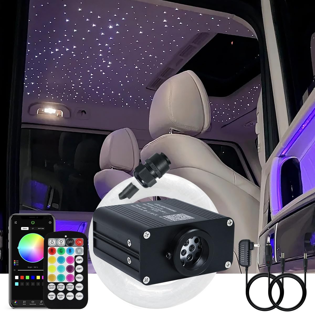 AKEPO 16W RGBW Twinkle Fiber Optic Lights for Star Ceiling