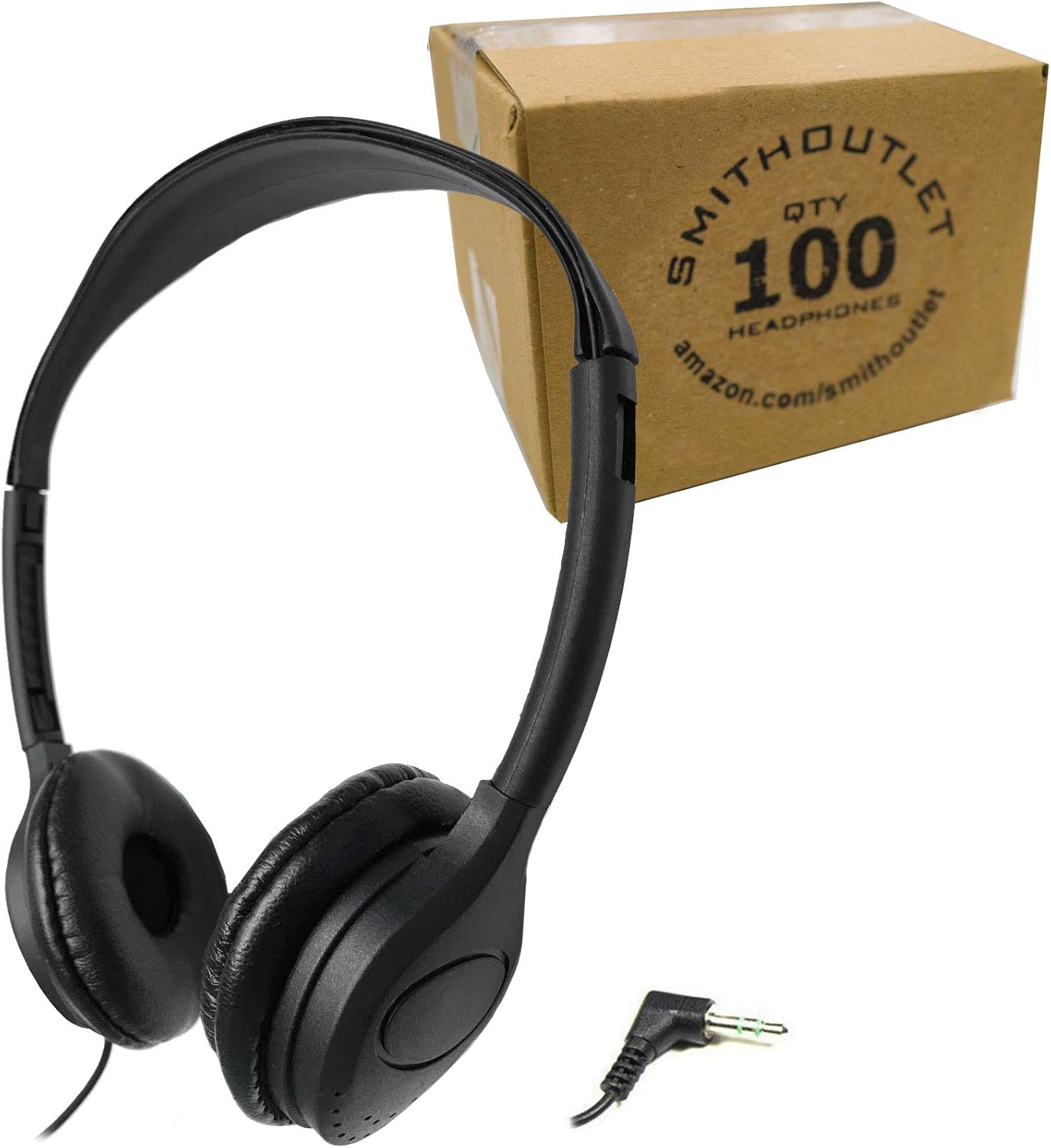Bulk 100-Pack On-Ear Wired Headphones for Classroom Use
