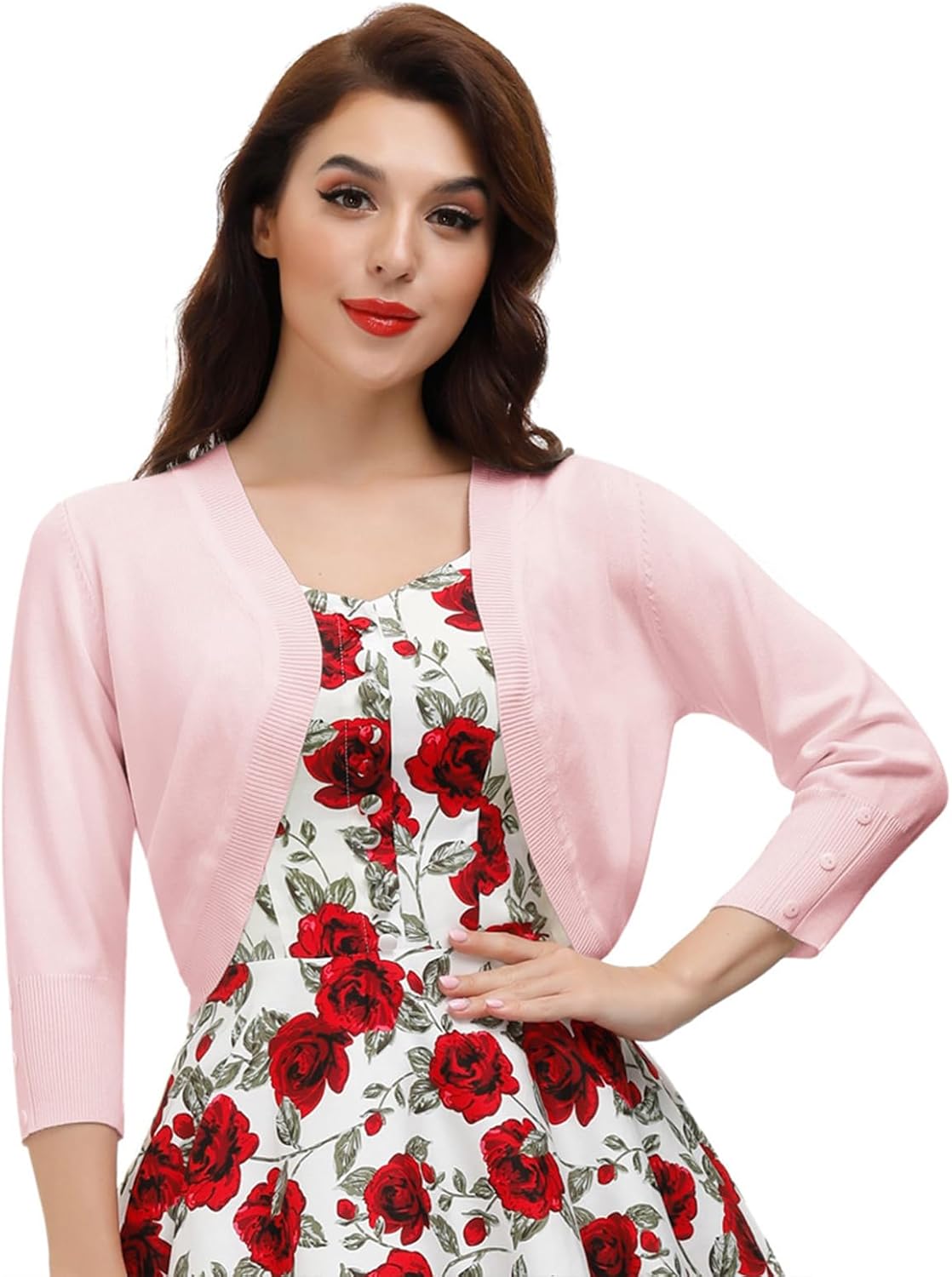 Belle Poque Womens 3/4 Sleeve Bolero Shrug for Elegant Style