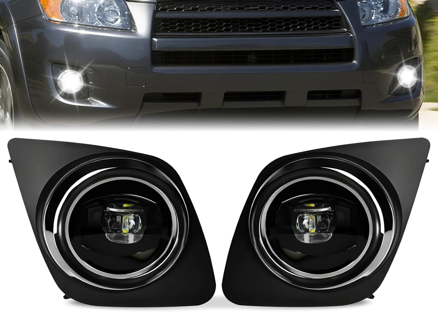 LED Fog Lights for 2009 2010 2011 2012 Toyota Rav4 - Bright & Durable