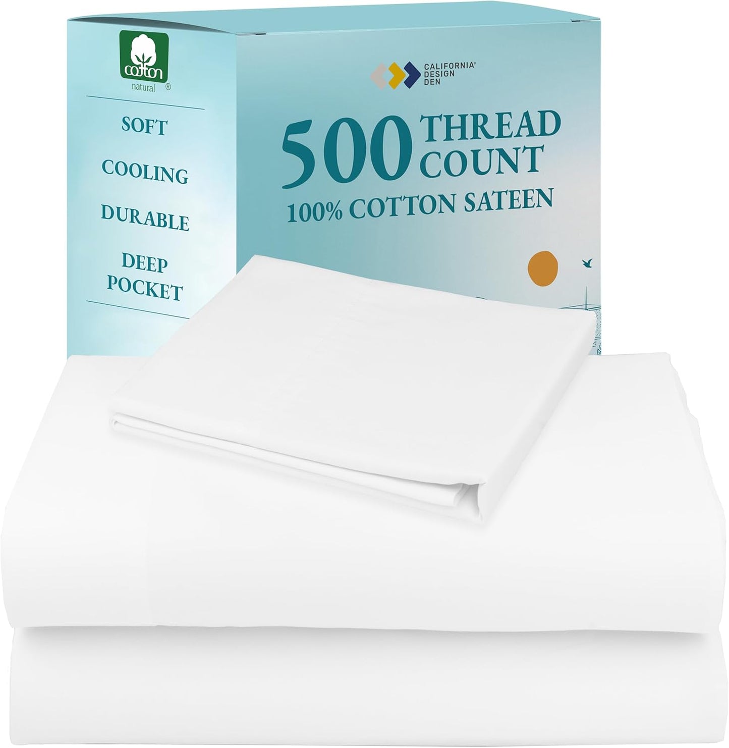 California Design Den Twin XL Sheet Set - 100% Cotton Sateen