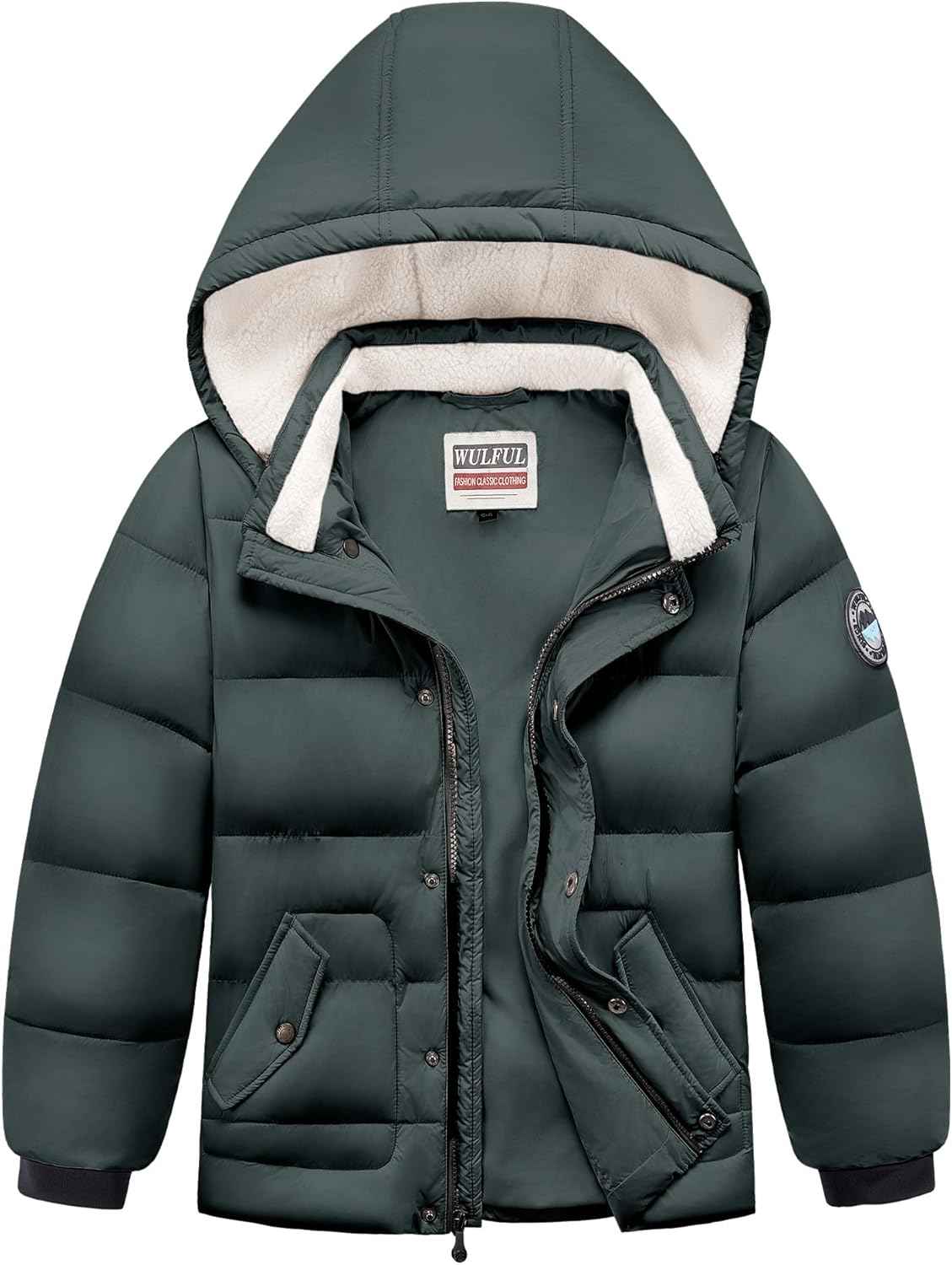 WULFUL Kids Boy's Winter Coat with Detachable Hat for Warmth