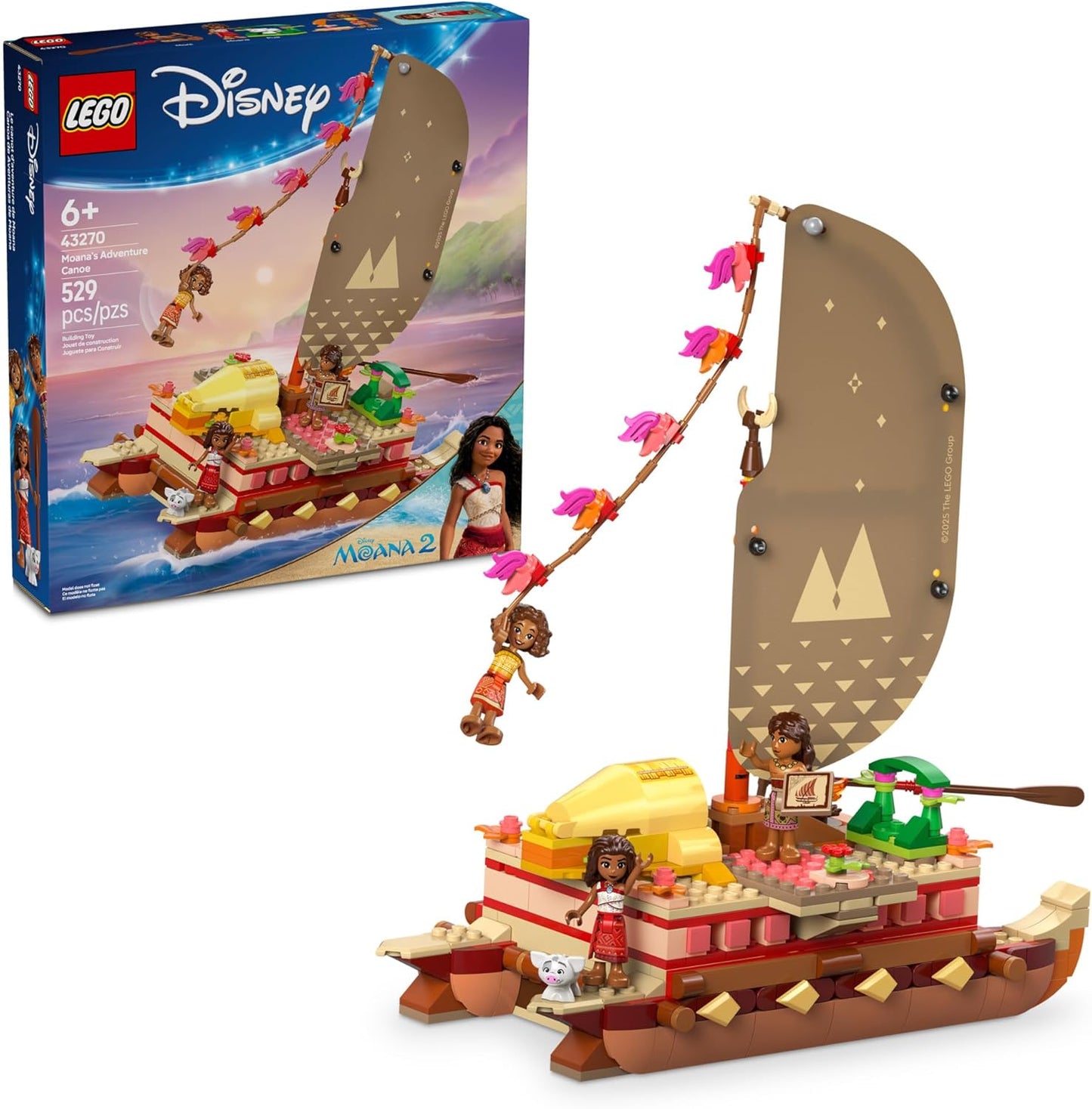 LEGO Disney Moana's Adventure Canoe Building Toy Set for Kids
