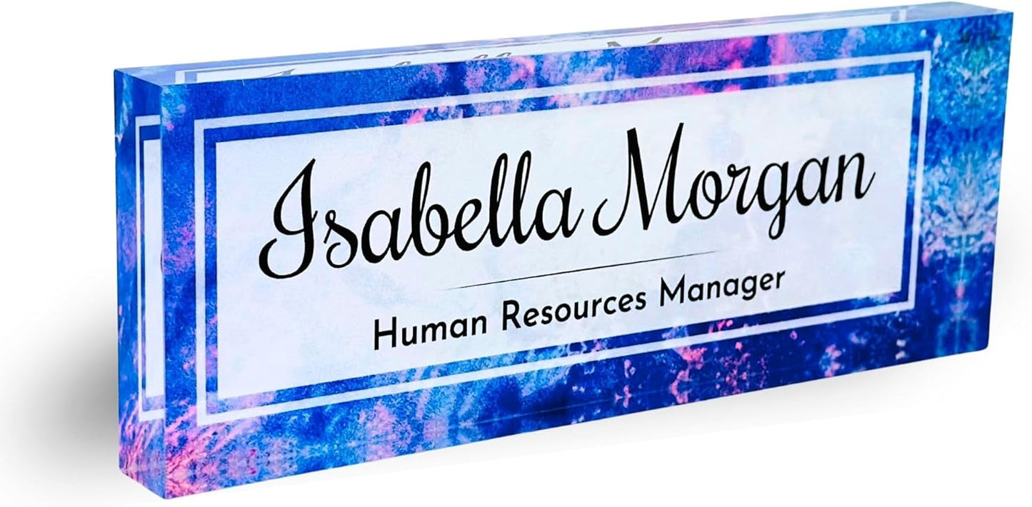Customized Clear Acrylic Thick Desk Name Plate Block for Office