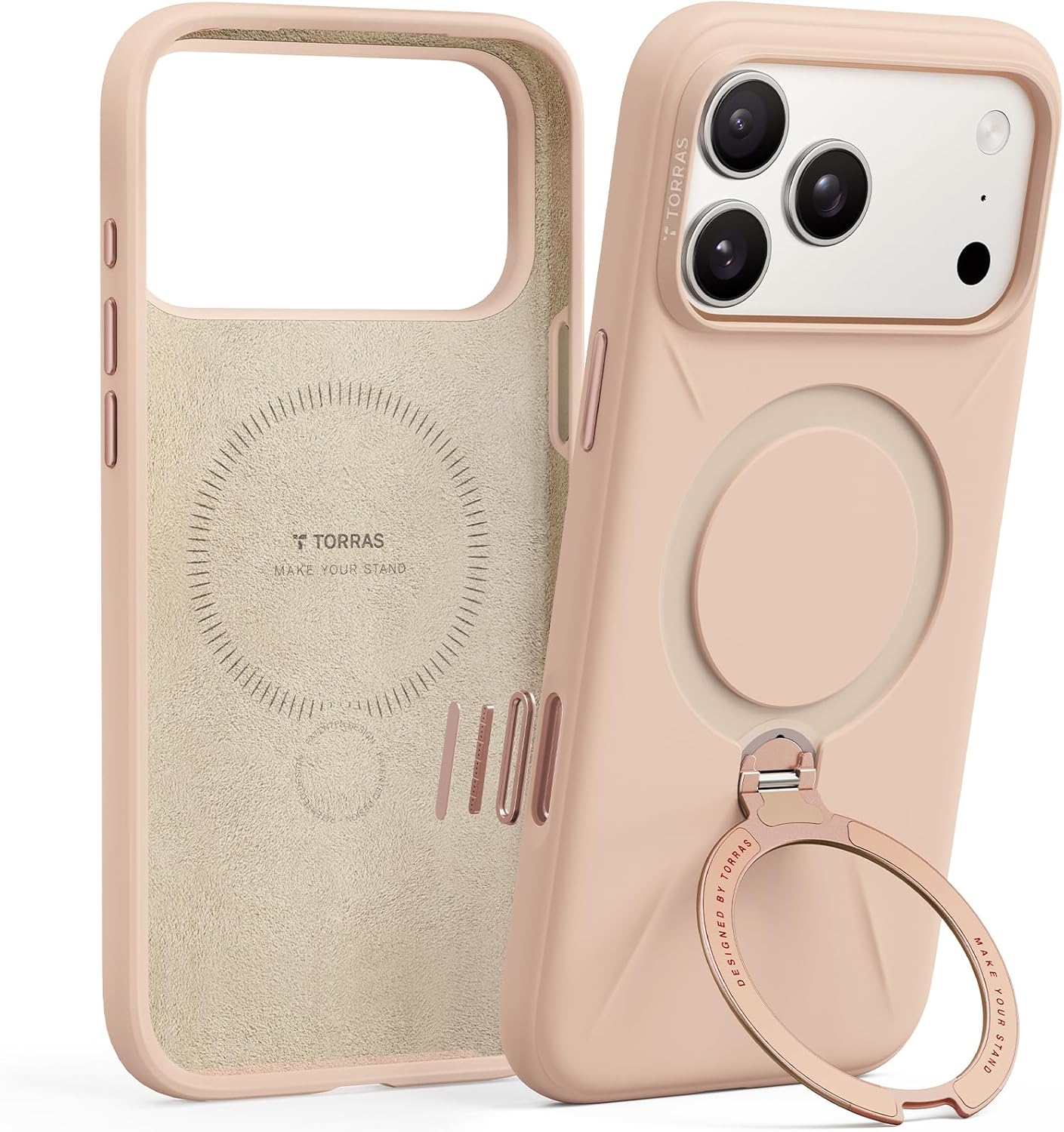 TORRAS Q3 Silicone Case for iPhone 17 Pro with 360 Spin Stand