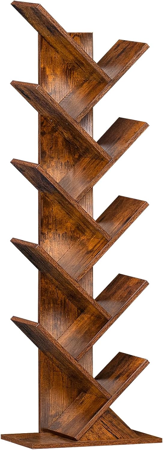 10 Tier Tree Book Shelf for Narrow Spaces - Stylish Organizer