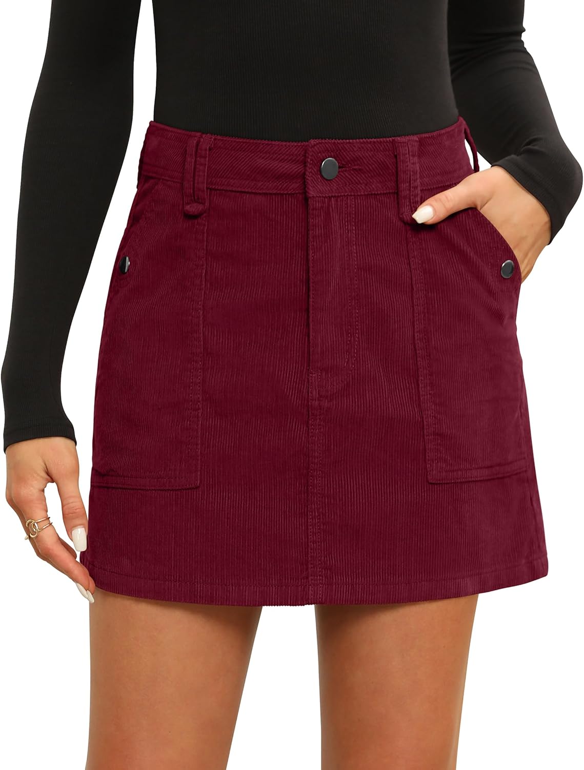 Fengbay Corduroy Skirt for Women: Stylish A-Line Mini Skirt