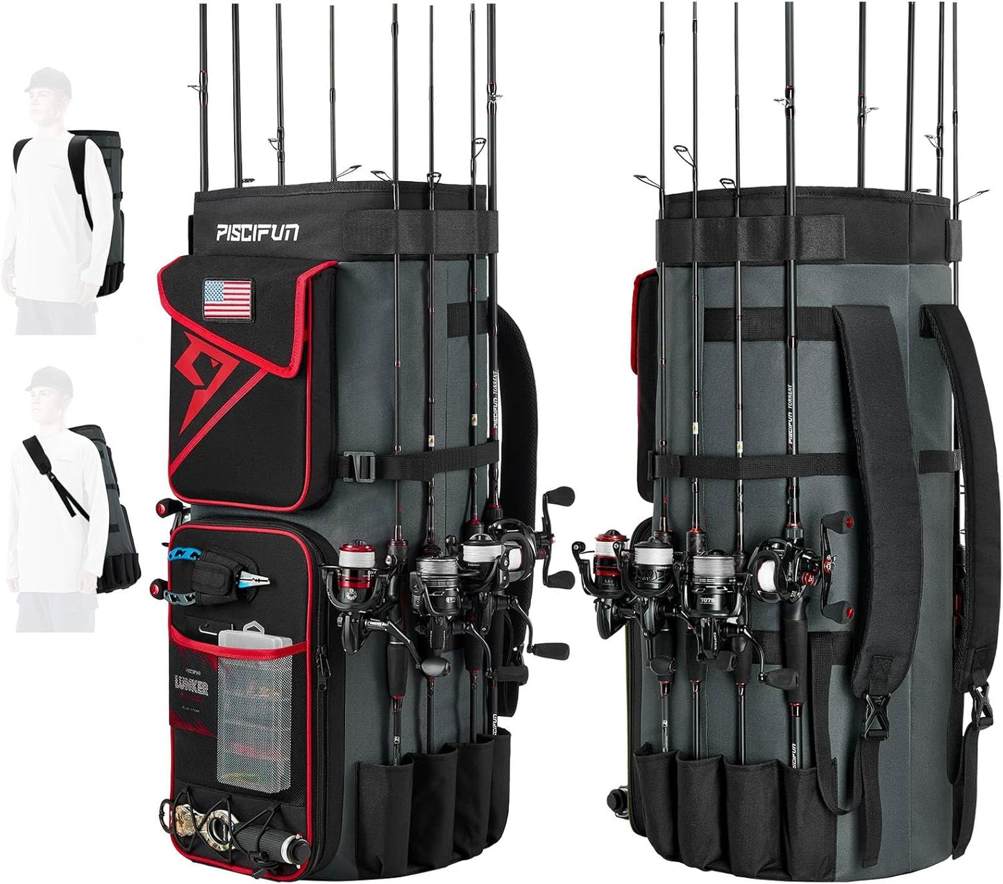 Piscifun 8-Rod Fishing Bag: 70L Storage, Portable & Foldable