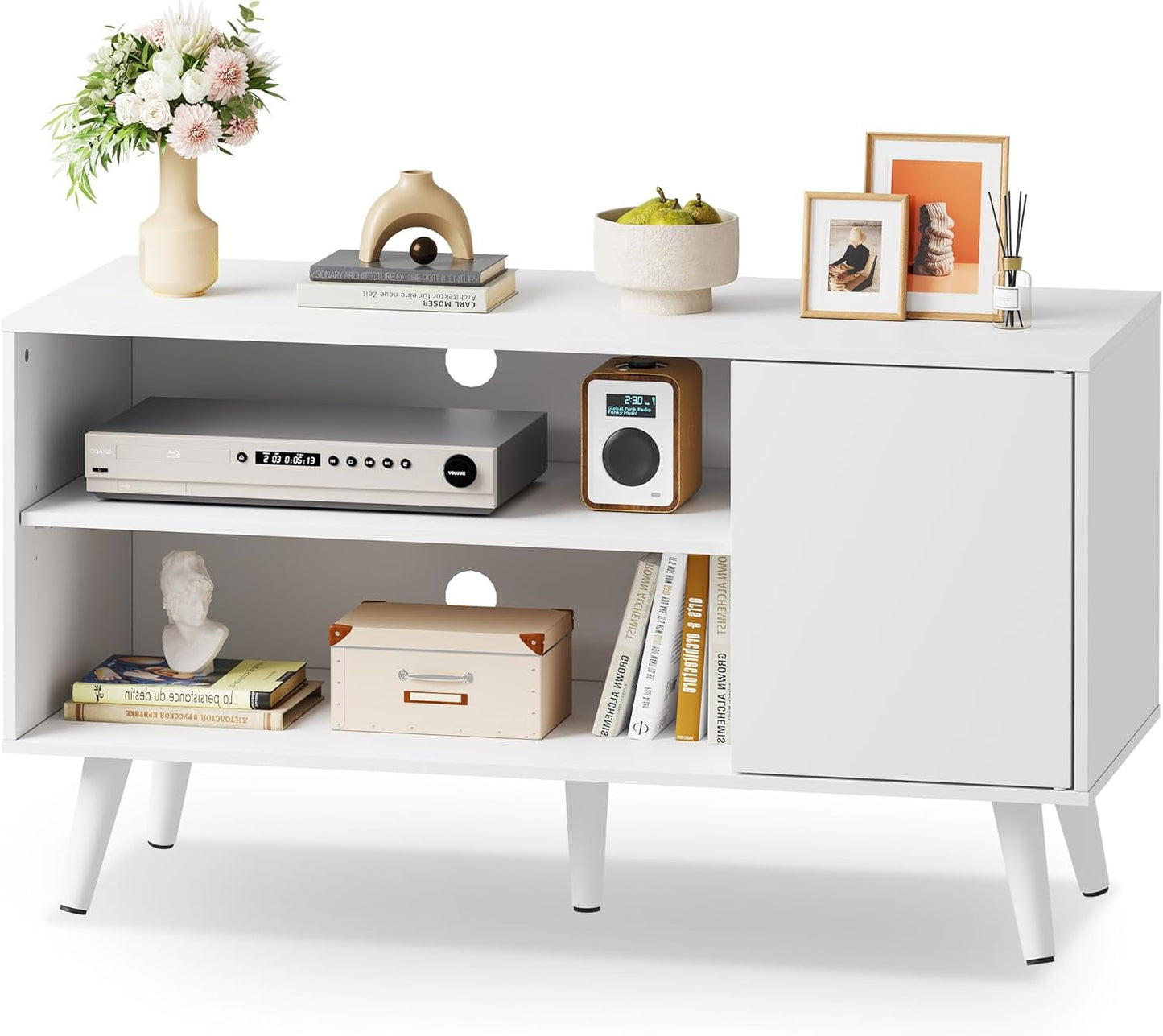 Mid-Century Modern TV Stand for 43 Inch TV with Storage