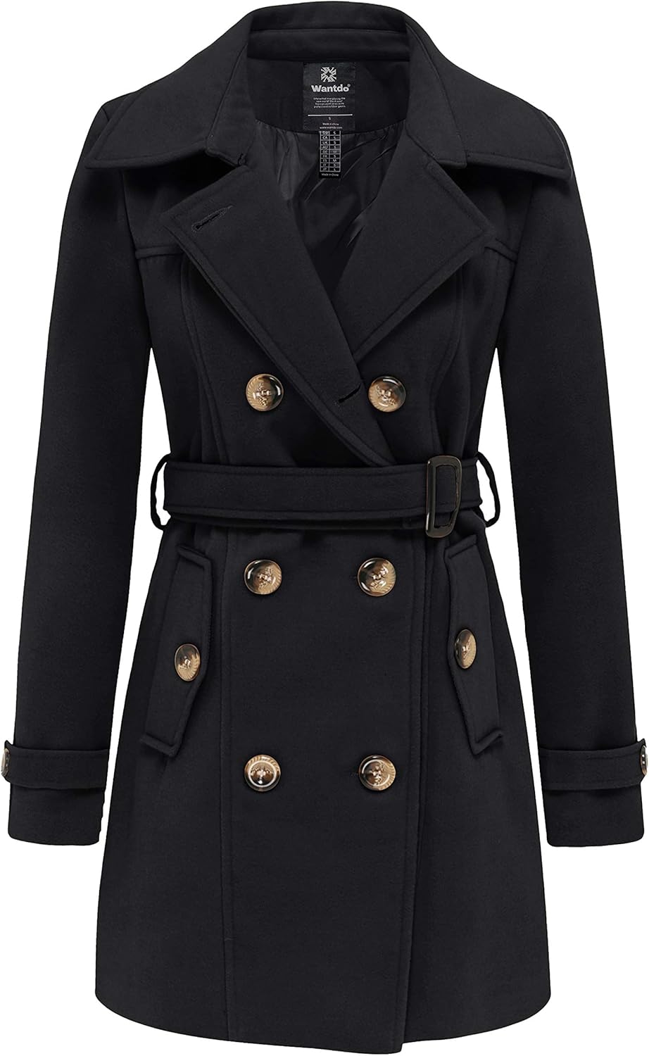 Wantdo Women's Double Breasted Pea Coat for Winter Style