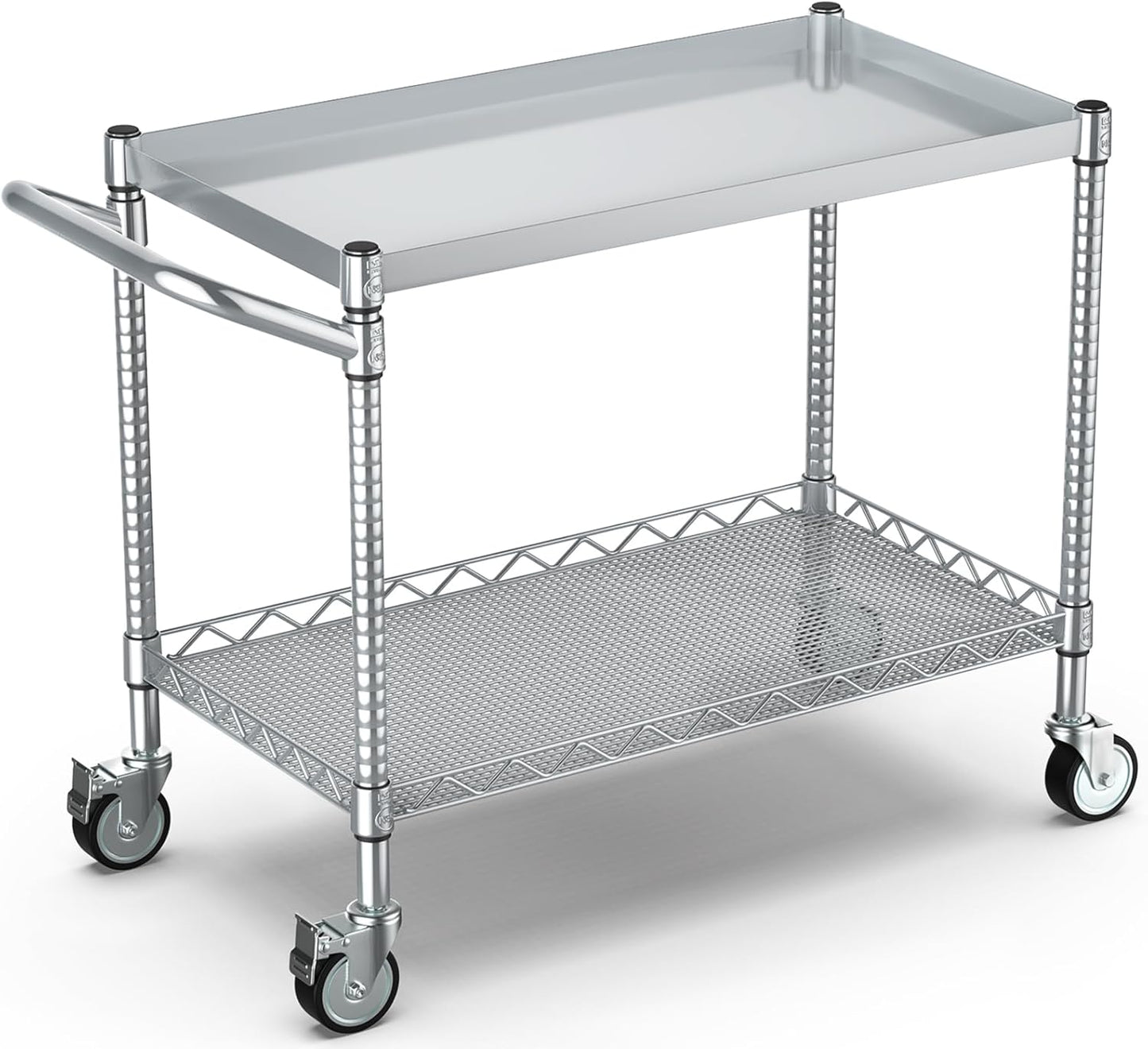 Leteuke 2 Tier Utility Tool Cart with Wheels for Heavy Duty Use