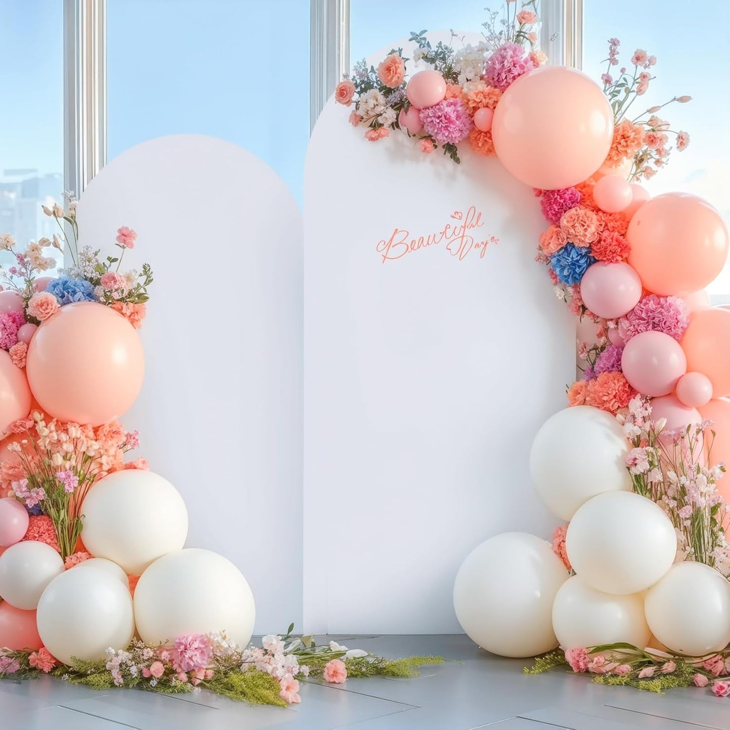 White Arch Backdrop Covers Set of 2 for Weddings and Events